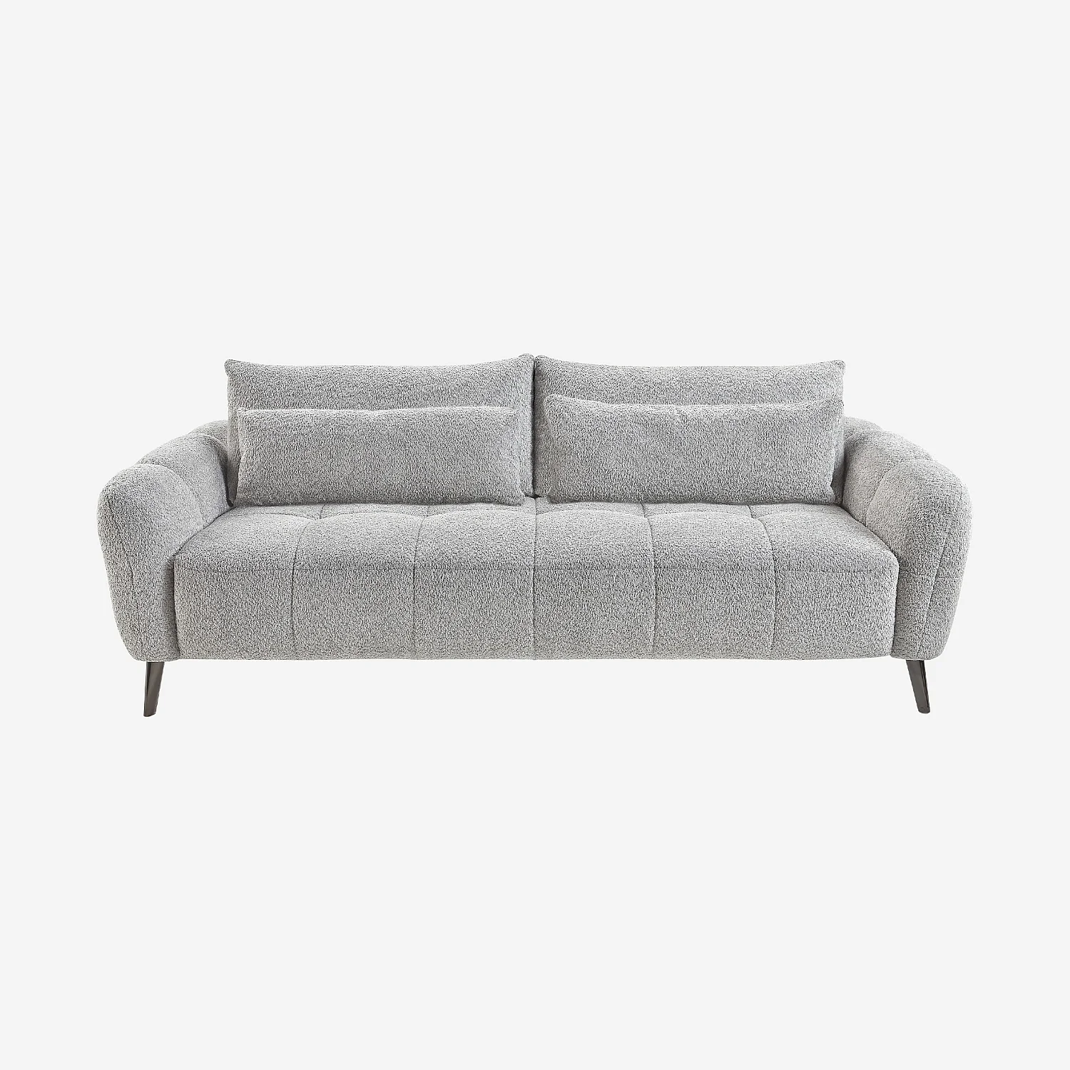 Driezits bank met liftfunctie van korte bouclé stof - Poolgrijs - 2