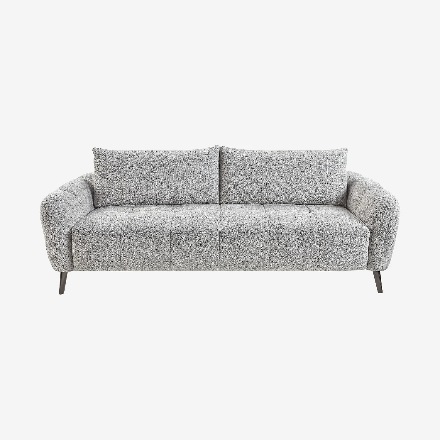 Driezits bank met liftfunctie van korte bouclé stof - Poolgrijs - 9