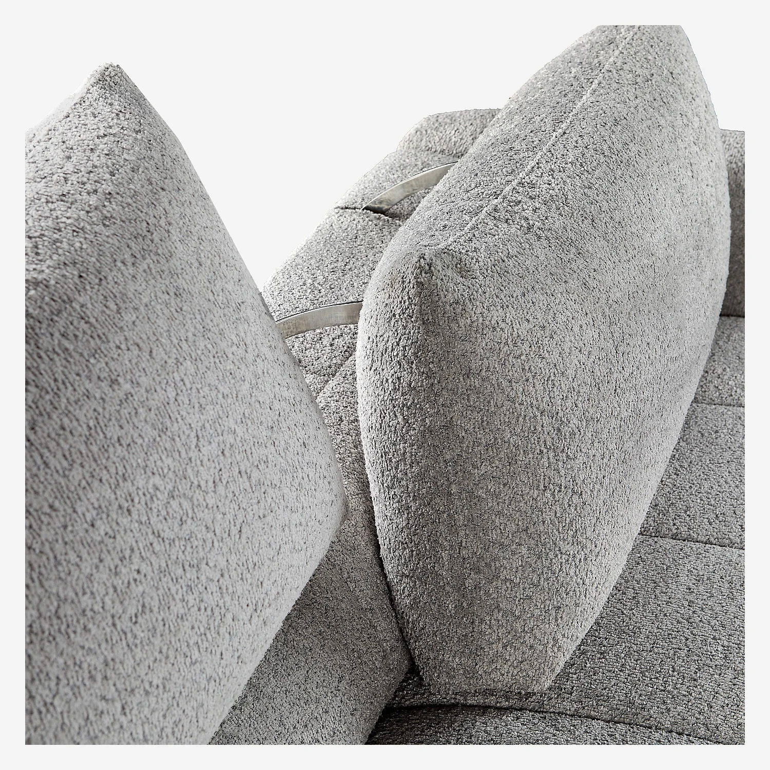 Driezits bank met liftfunctie van korte bouclé stof - Poolgrijs - 4