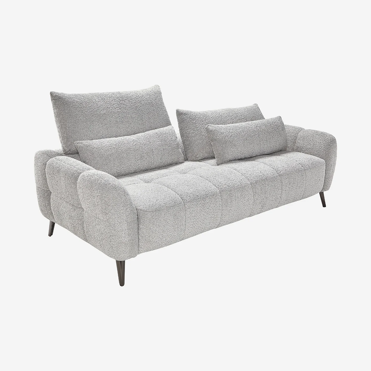 Driezits bank met liftfunctie van korte bouclé stof - Poolgrijs - 3