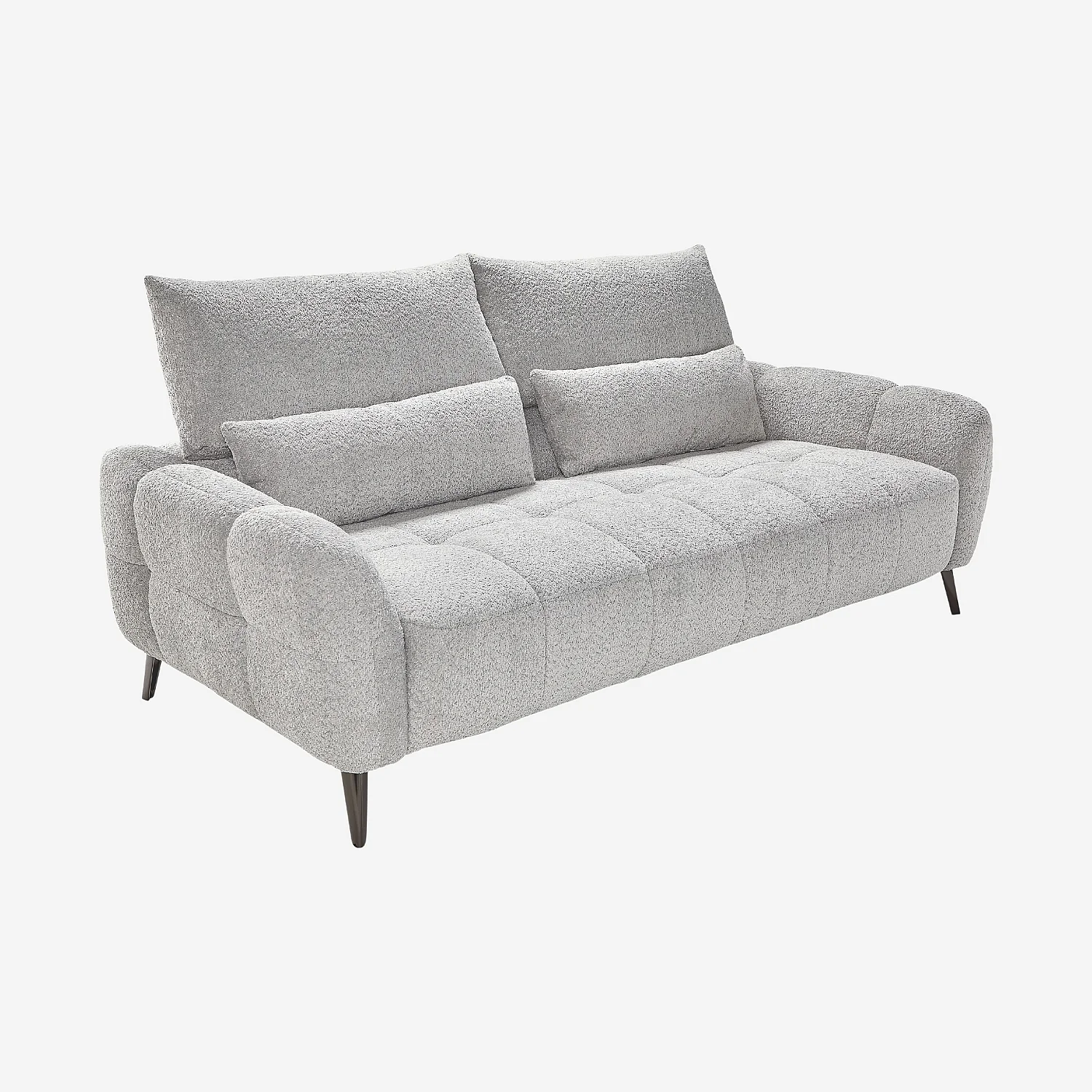 Driezits bank met liftfunctie van korte bouclé stof - Poolgrijs - 6