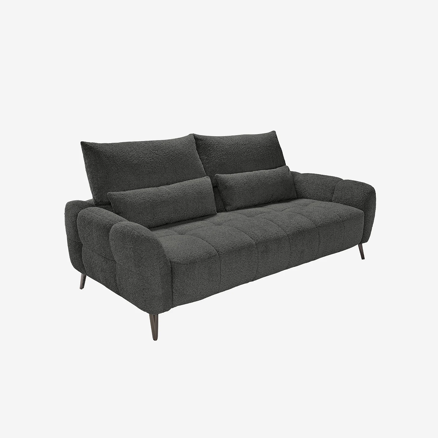 Canapé 3 places lift up déhoussable en tissu bouclette courte et dossier garni de plumes - Gris anthracite - 10