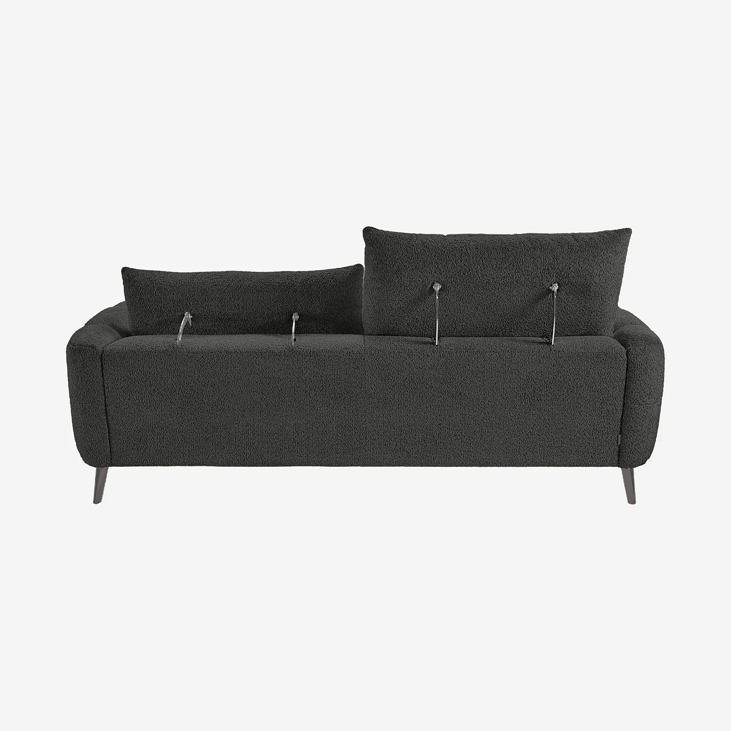 Canapé 3 places dossier relevable déhoussable en tissu bouclette courte - Gris anthracite - 8