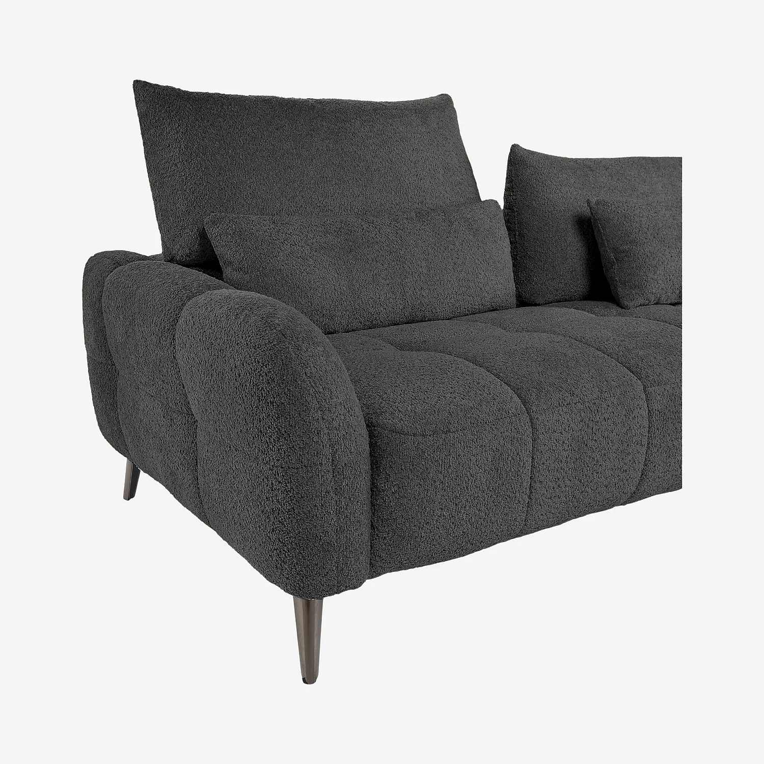Canapé 3 places dossier relevable déhoussable en tissu bouclette courte - Gris anthracite - 7
