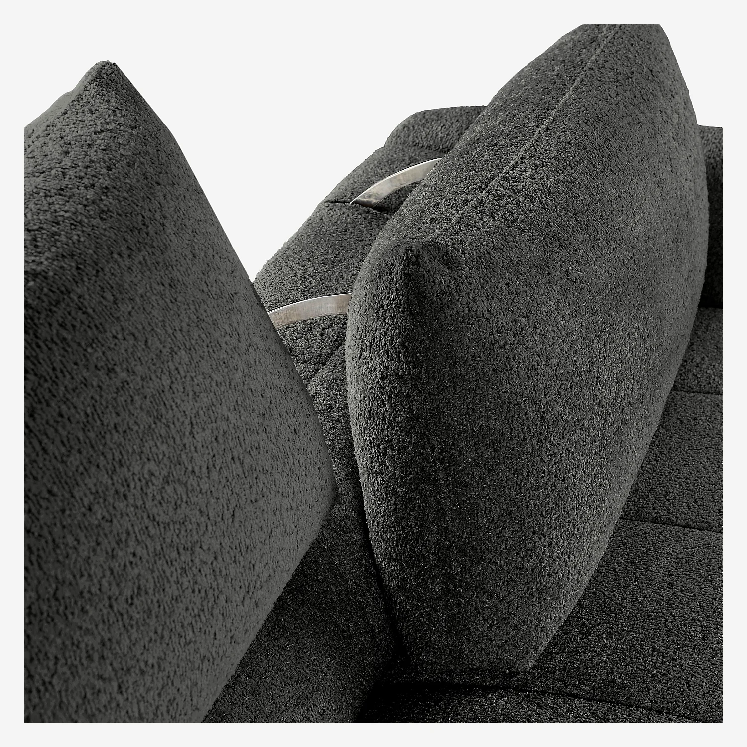 Canapé 3 places dossier relevable déhoussable en tissu bouclette courte - Gris anthracite - 4