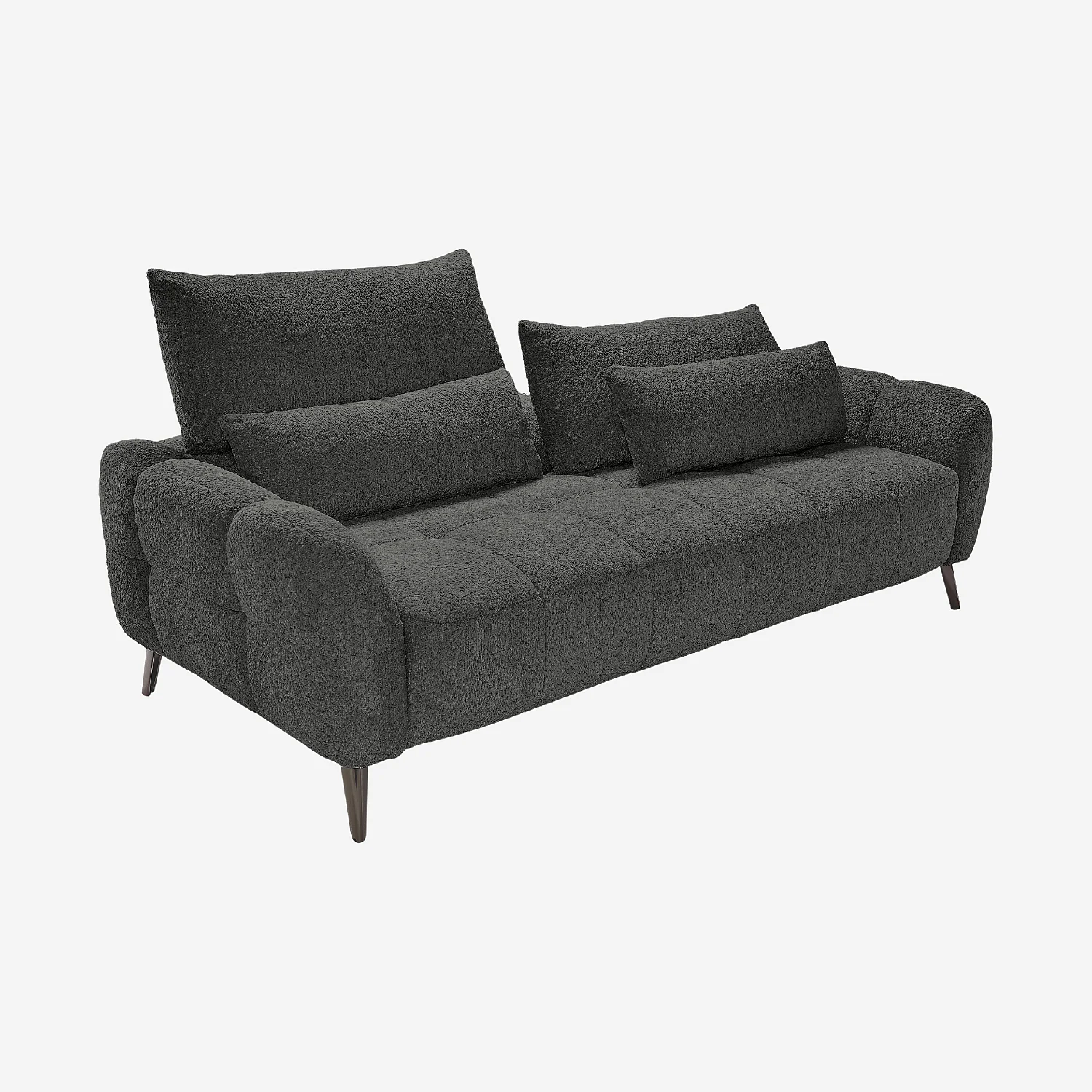 Canapé 3 places dossier relevable déhoussable en tissu bouclette courte - Gris anthracite - 3