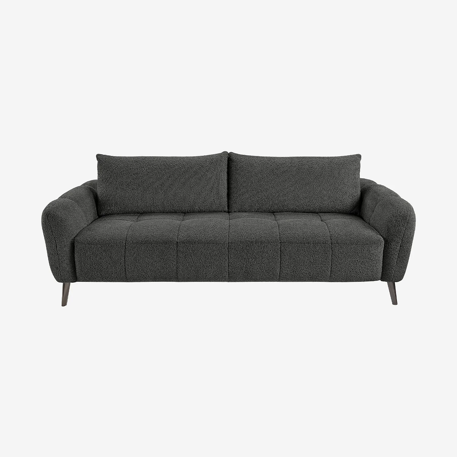 Canapé 3 places dossier relevable déhoussable en tissu bouclette courte - Gris anthracite - 9