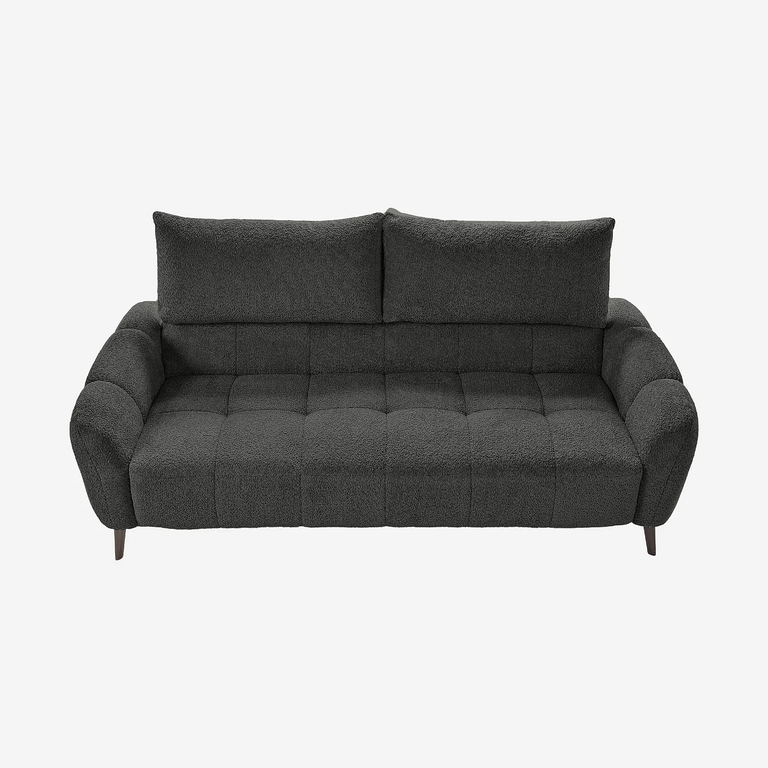 Canapé 3 places dossier relevable déhoussable en tissu bouclette courte - Gris anthracite - 5