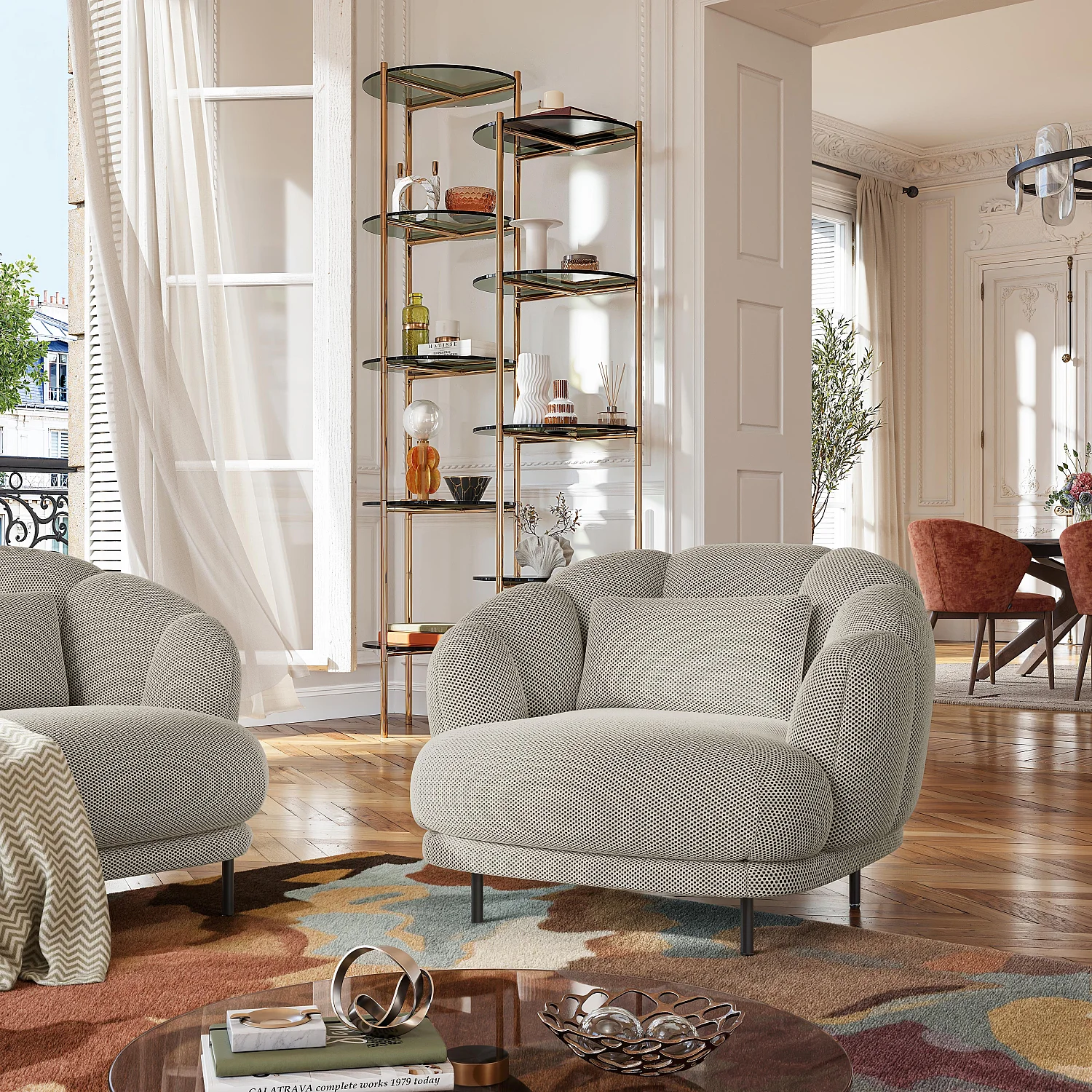 Fauteuil en tissu 3D et métal - Sable et noir - Design by Federica Francini - 1