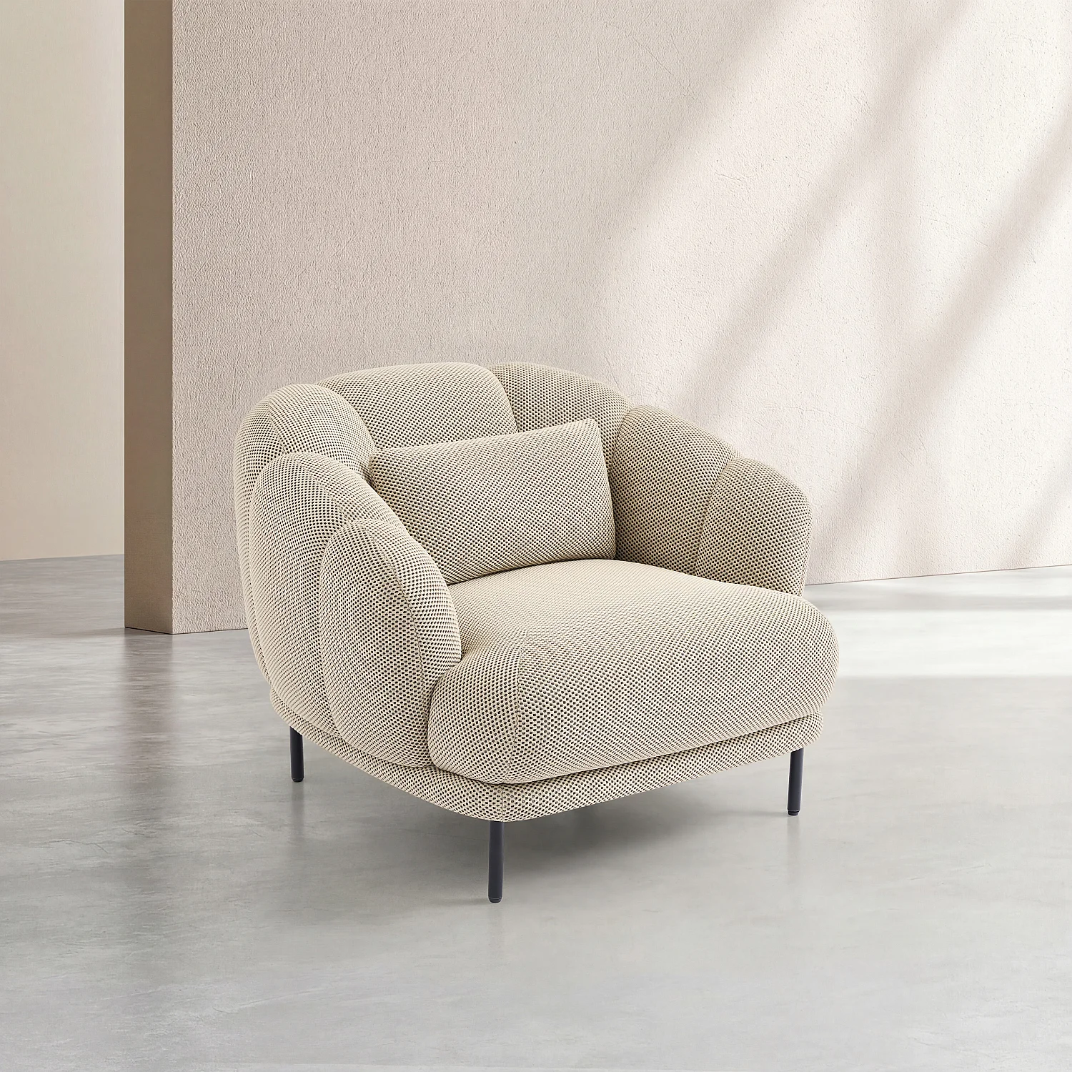 Sessel aus 3D-Gewebe und Metall - Sandfarben und Schwarz - 3