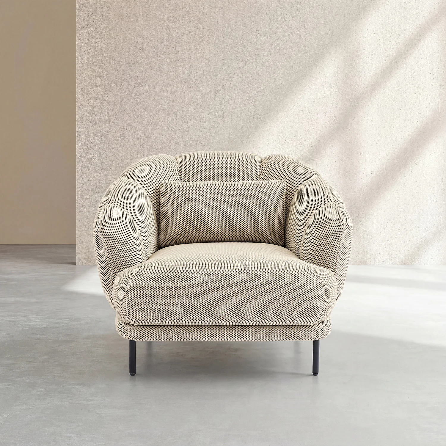 Sessel aus 3D-Gewebe und Metall - Sandfarben und Schwarz - 2