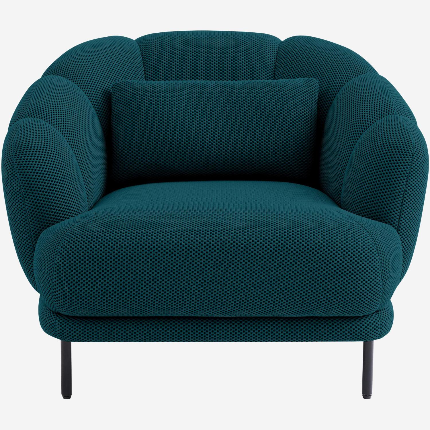 Fauteuil en tissu 3D et métal - Bleu canard et noir - Design by Federica Francini