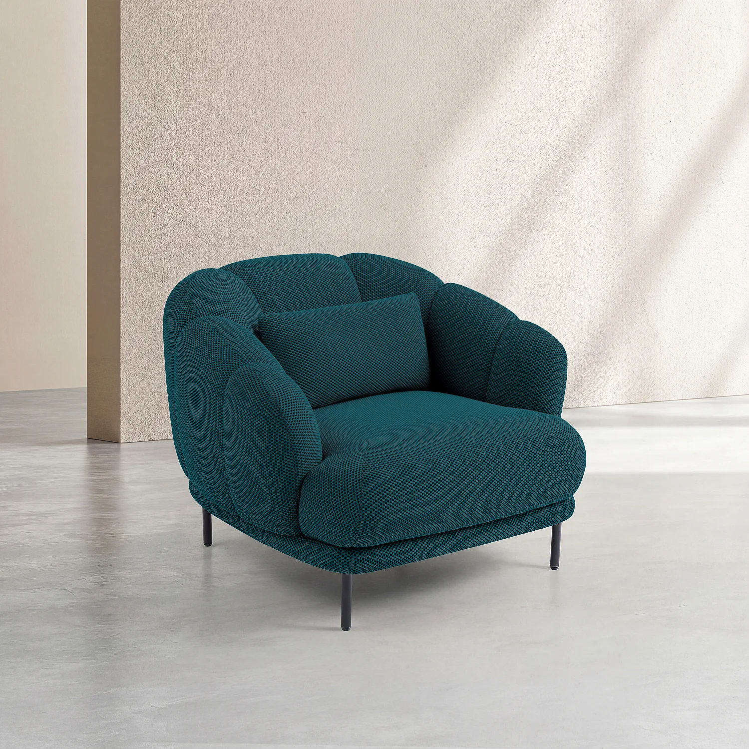 Sessel aus 3D-Gewebe und Metall - Blaugrün und Schwarz - 3
