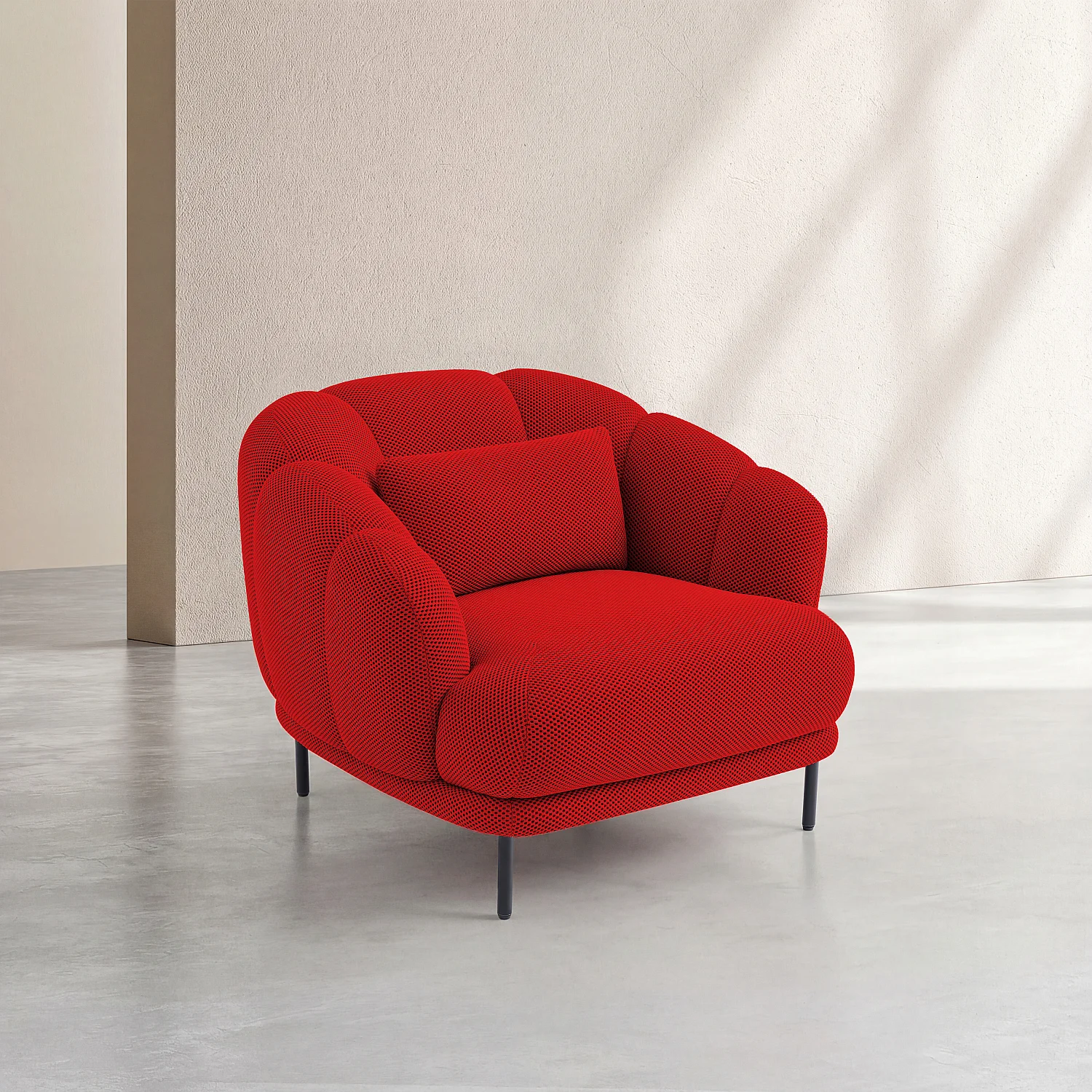 Fauteuil in 3D-stof en metaal - Klaproosrood en zwart - Design by Federica Francini - 3