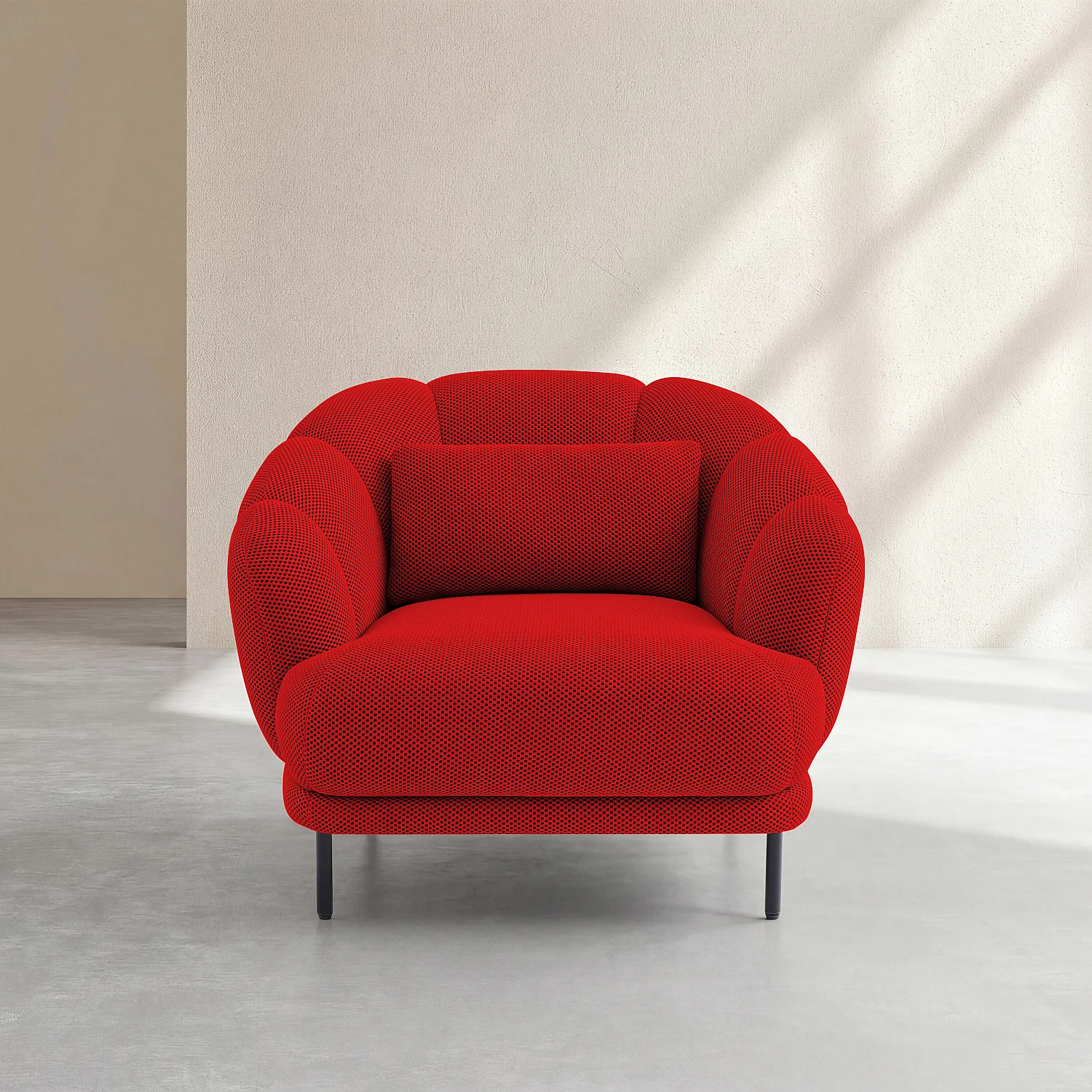 Fauteuil in 3D-stof en metaal - Klaproosrood en zwart - Design by Federica Francini - 2