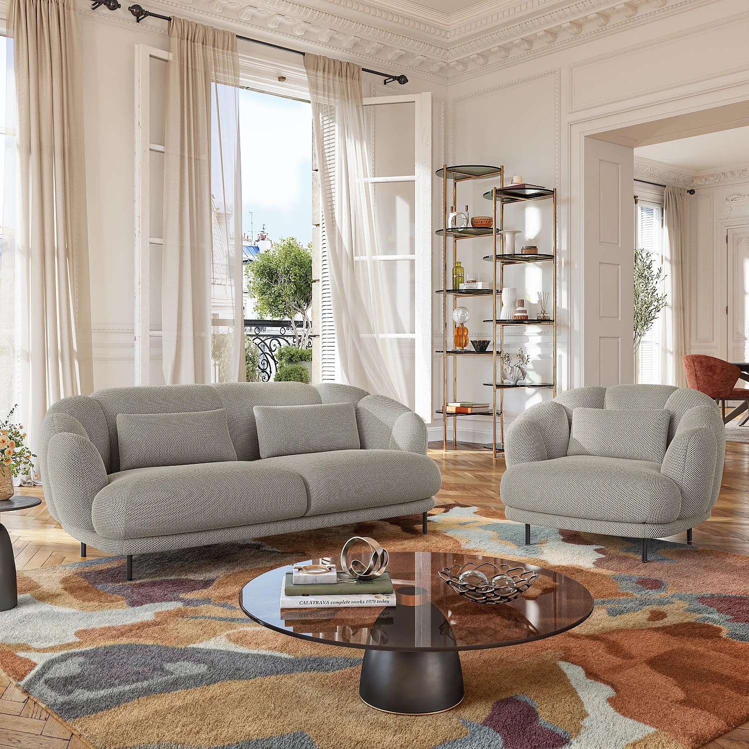 Sofa 3-Sitzer - 3D-Gewebe - Sandfarben - 7