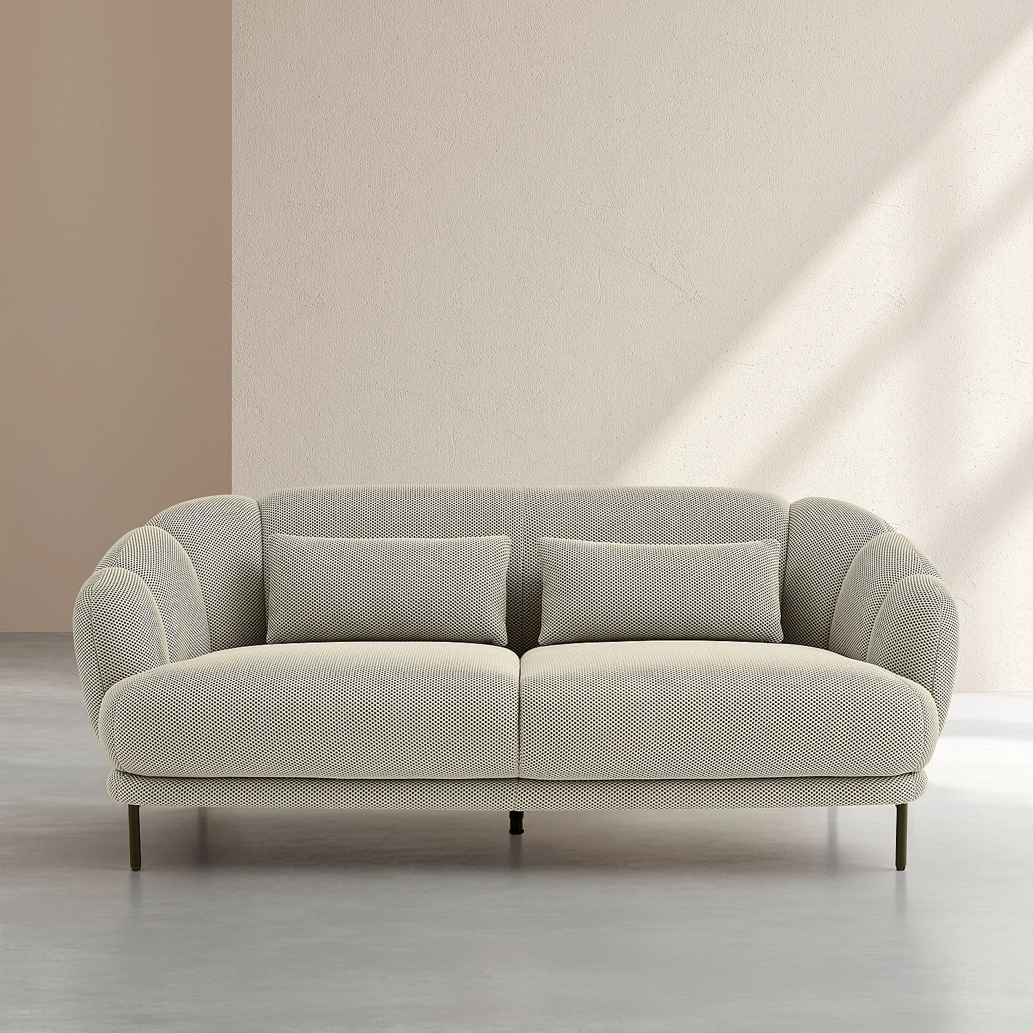 Sofa 3-Sitzer - 3D-Gewebe - Kissen mit Federfüllung - Sandfarben - 3