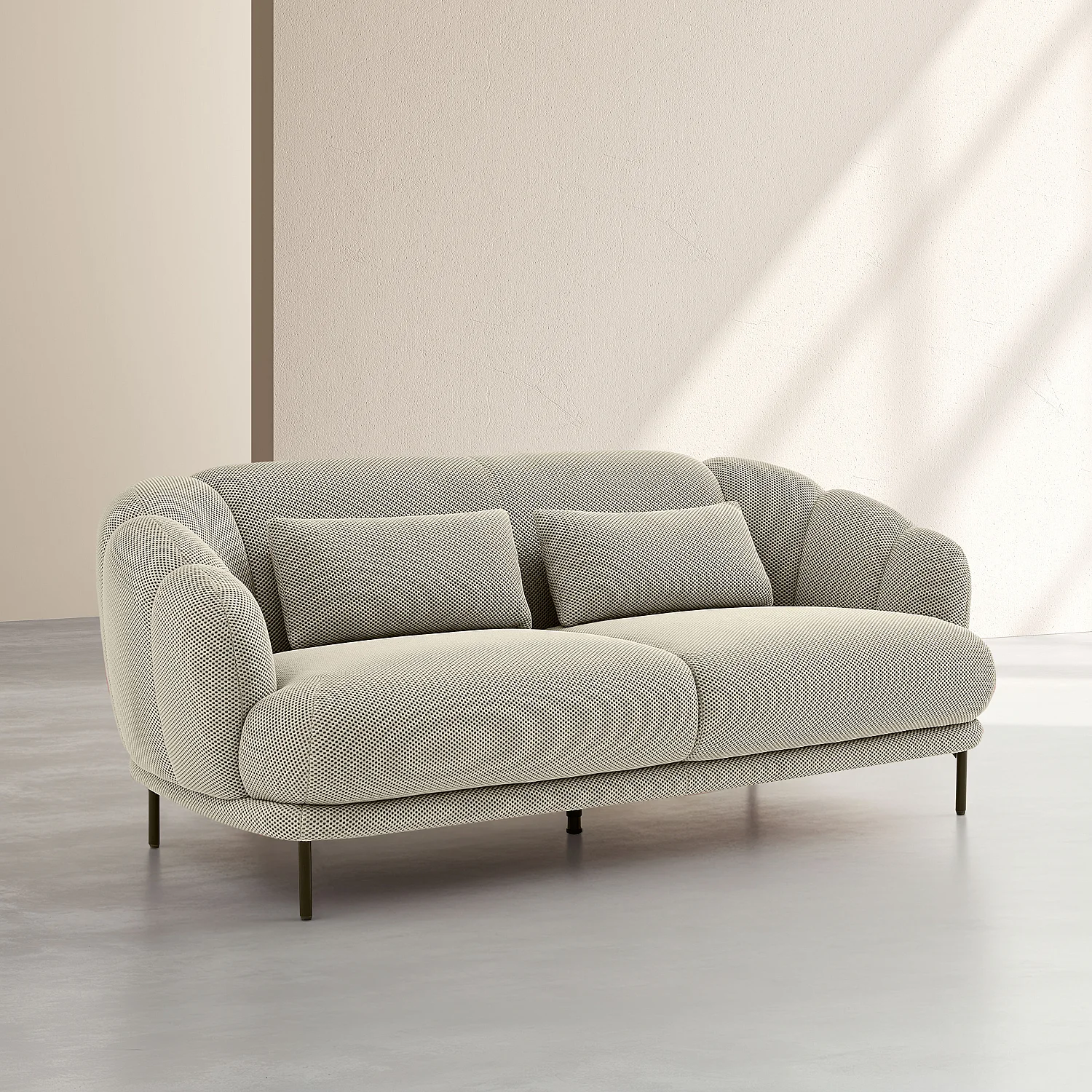 Sofa 3-Sitzer - 3D-Gewebe - Kissen mit Federfüllung - Sandfarben - 2
