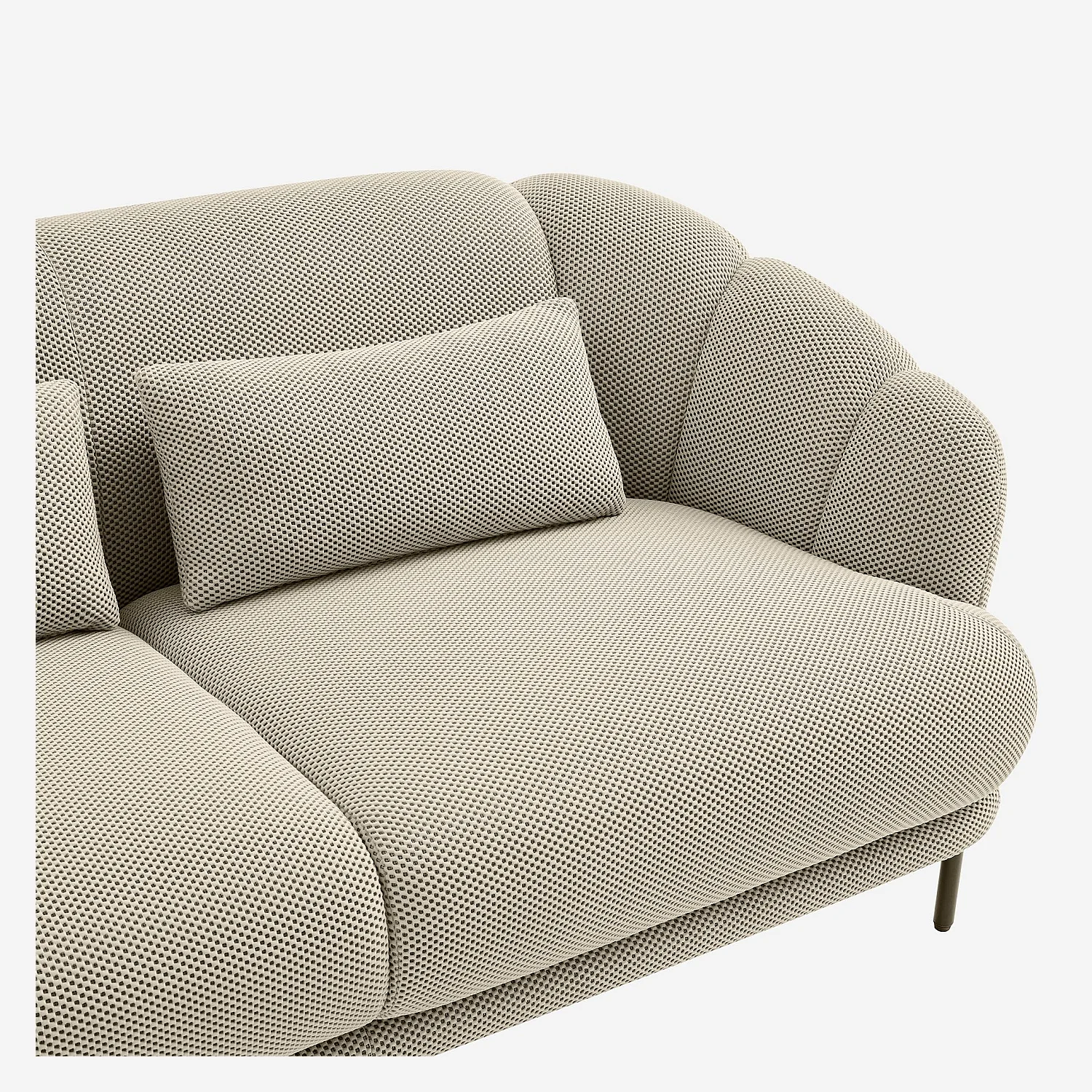 Canapé 3 places en tissu 3D et dossier garni de plumes - Sable - Design by Federica Francini - 3