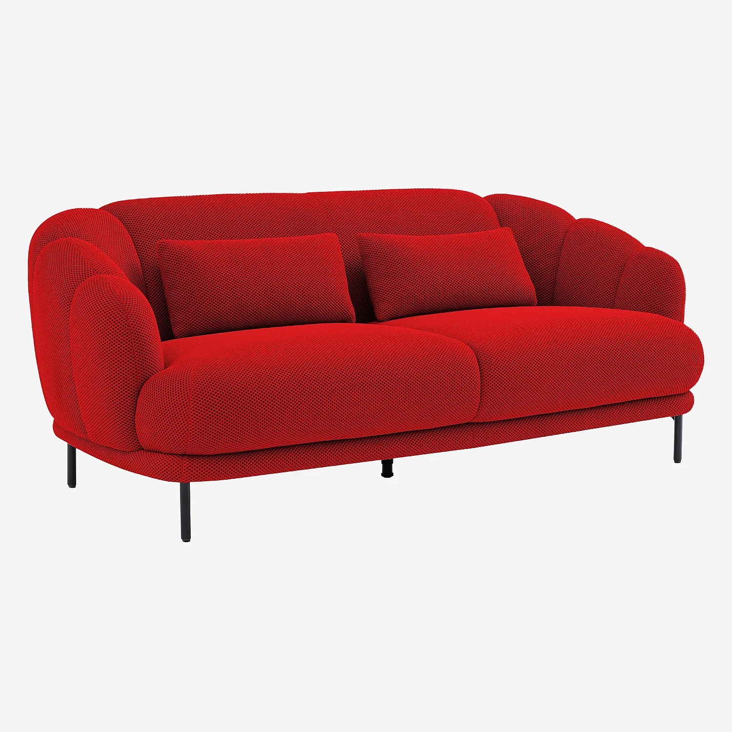 Divano 3 posti in tessuto 3D - Rosso papavero - Design di Federica Francini - 5