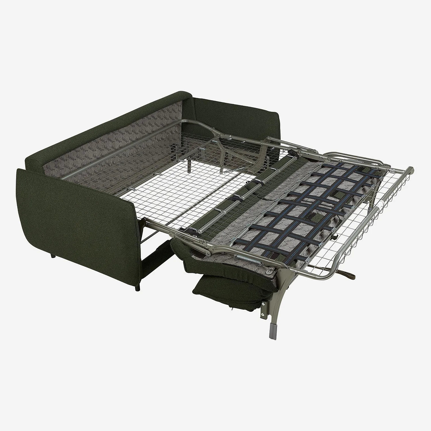 Sofá cama 3 plazas - Cama de 160 cm - Colchón de espuma de alta resiliencia de 14 cm - Tejido Tolfa Verde caqui - 8