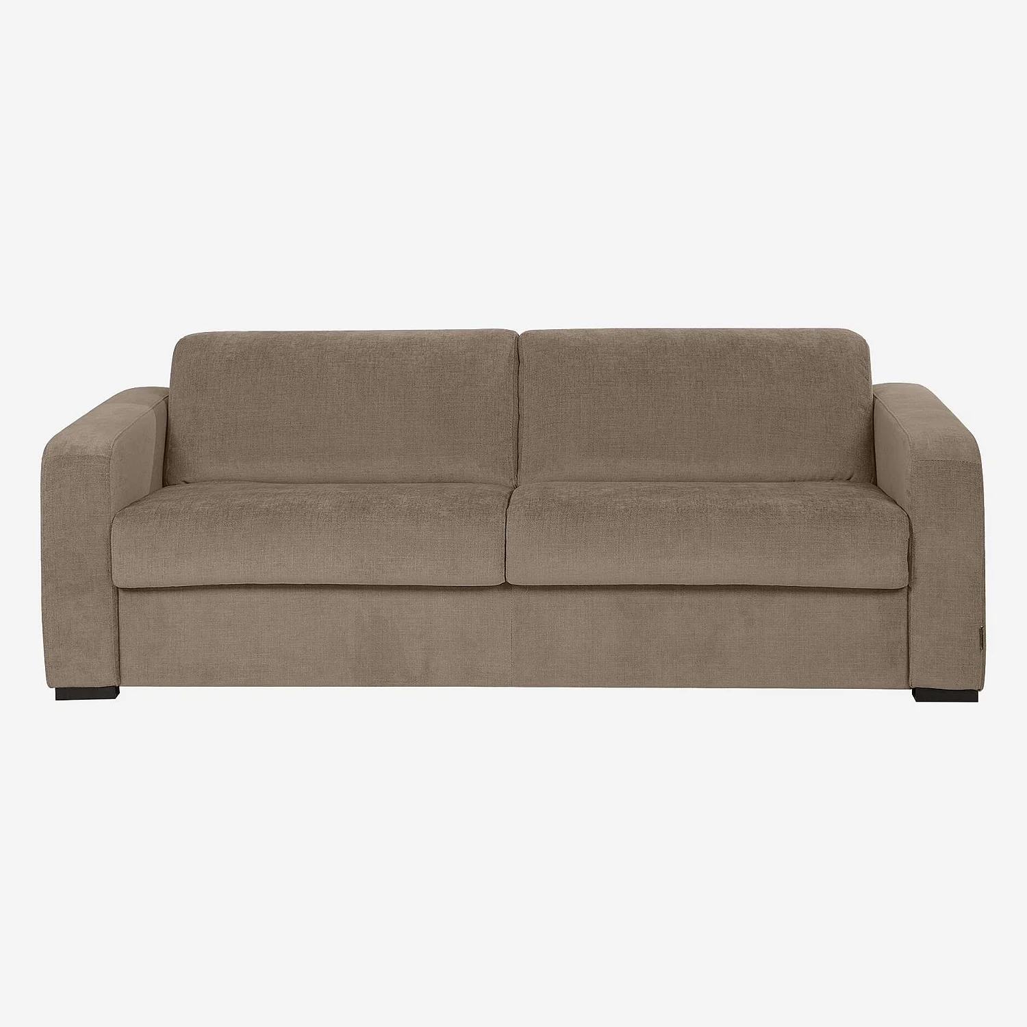 Canapé convertible 3 places - Couchage 160 cm - Matelas en mousse haute résilience 14 cm avec surmatelas - Tissu Cerado Taupe - 2