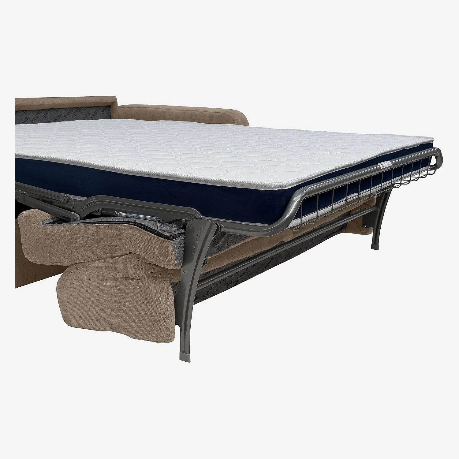 Canapé convertible 3 places - Couchage 160 cm - Matelas en mousse haute résilience 14 cm avec surmatelas - Tissu Cerado Taupe - 6