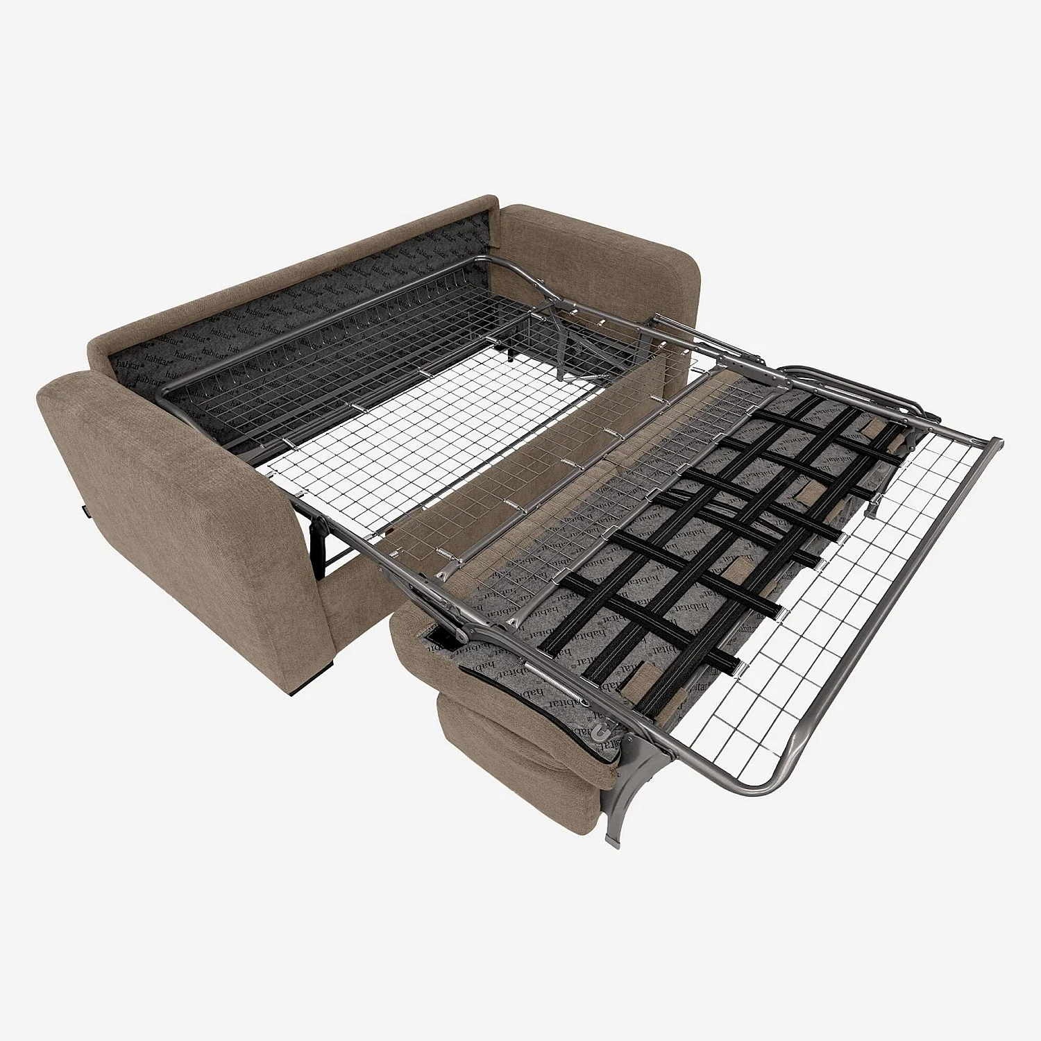 Canapé convertible 3 places - Couchage 160 cm - Matelas en mousse haute résilience 14 cm avec surmatelas - Tissu Cerado Taupe - 7