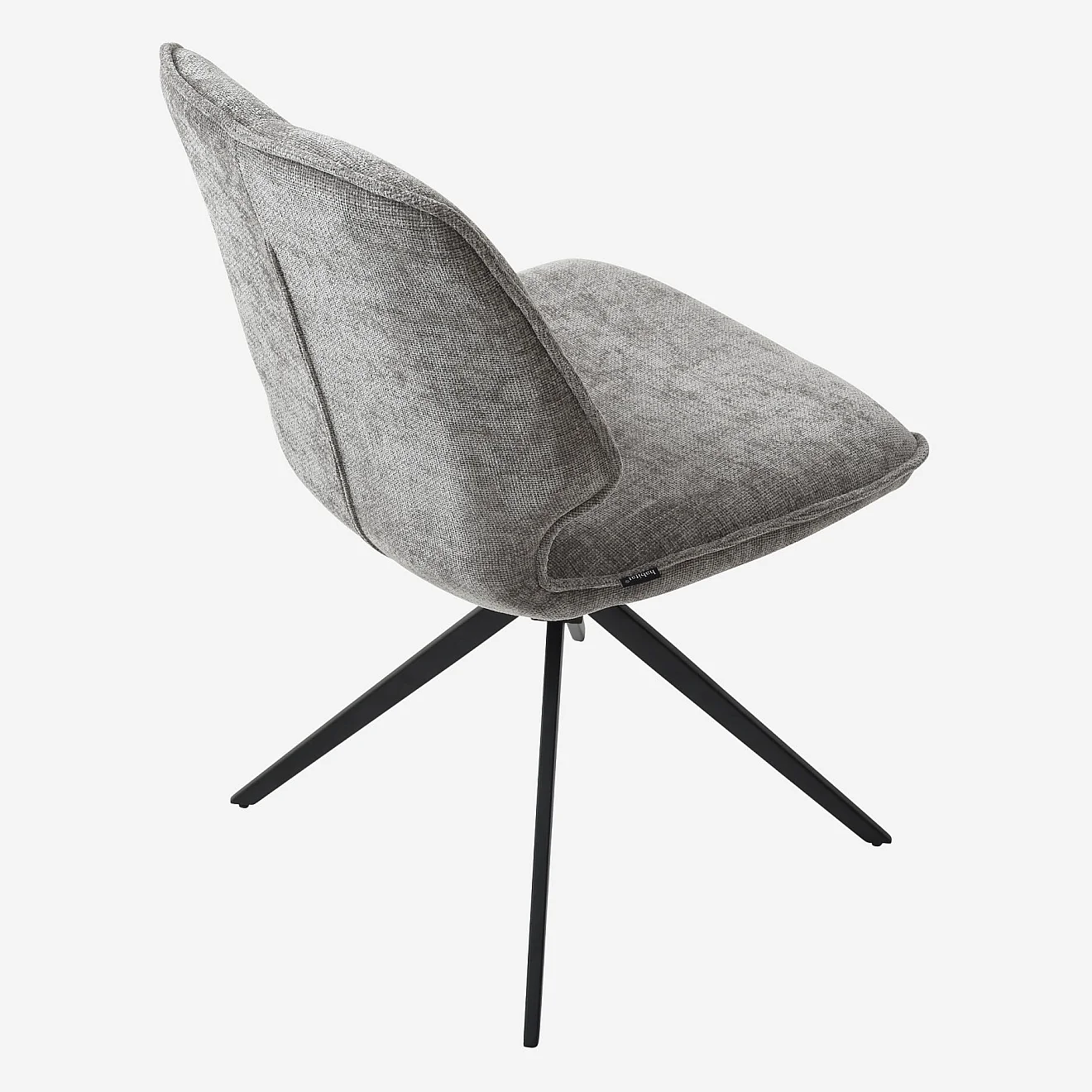 Lot de 2 chaises pivotantes en tissu chenille et métal noir - Gris fumé - 8