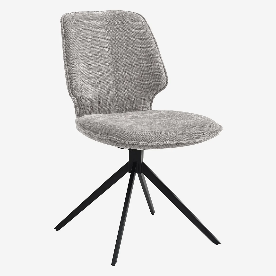 Lot de 2 chaises pivotantes en tissu chenille et métal noir - Gris fumé - 2