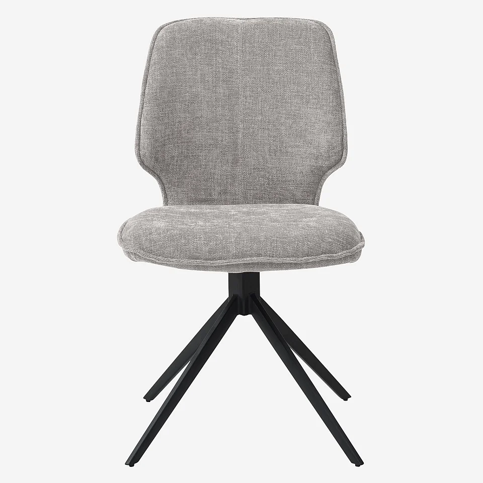 Lot de 2 chaises pivotantes en tissu chenille et métal noir - Gris fumé - 6