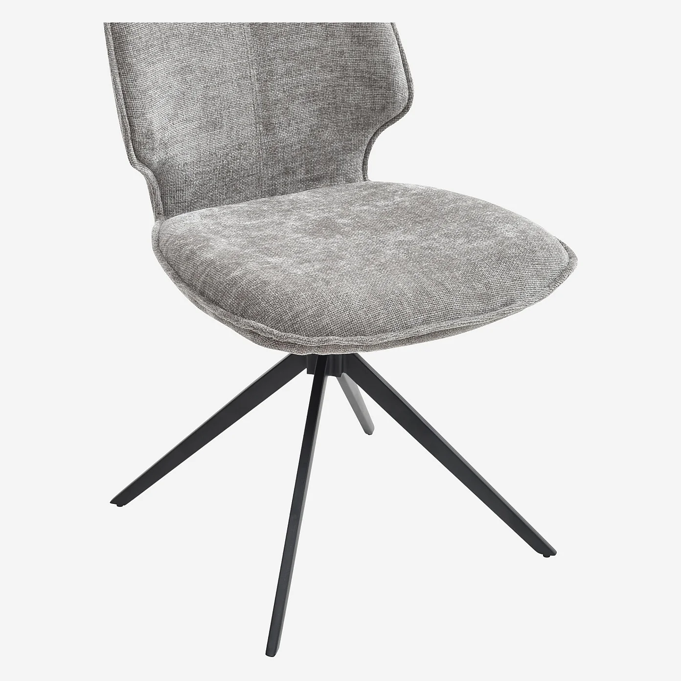 Lot de 2 chaises pivotantes en tissu chenille et métal noir - Gris fumé - 7