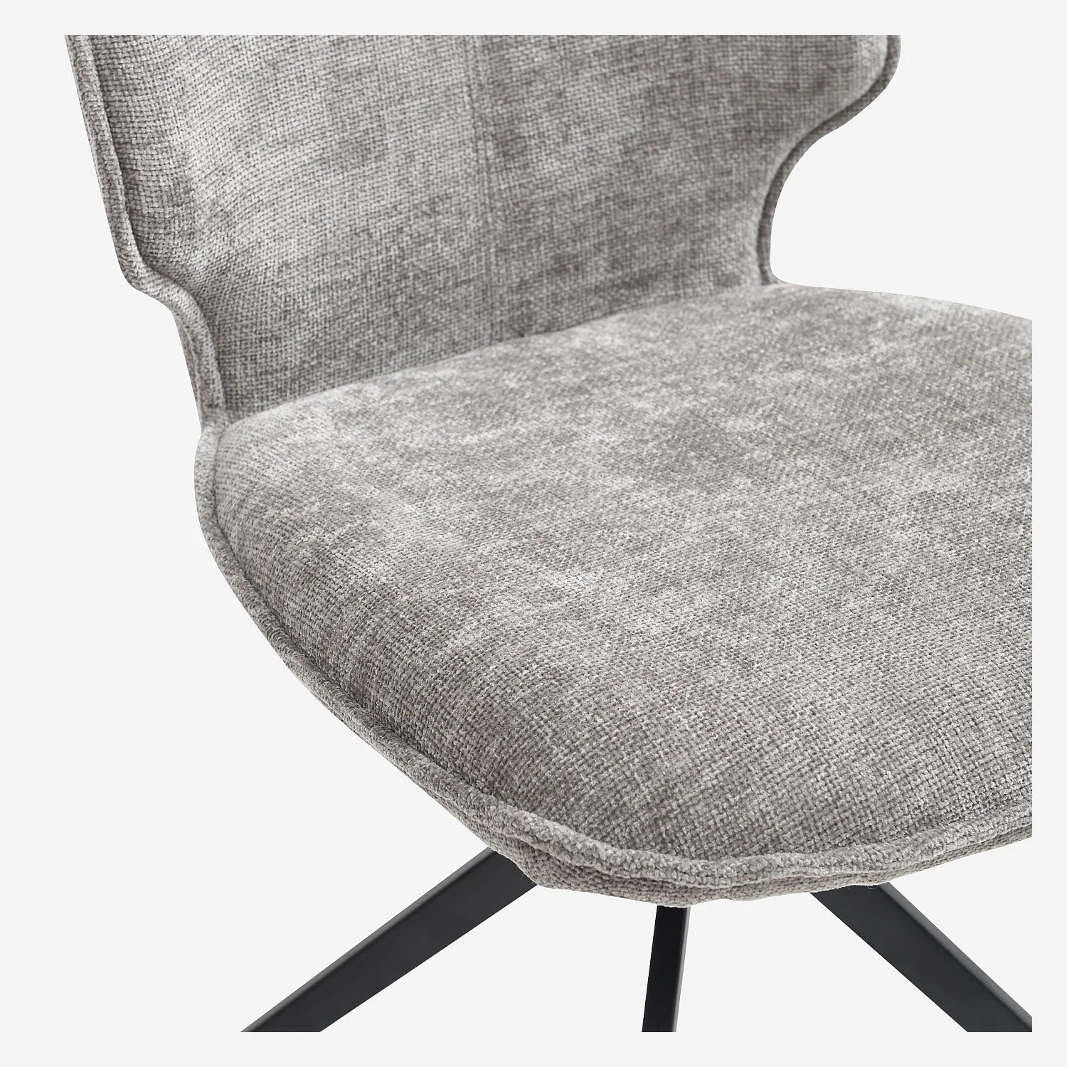 Lot de 2 chaises pivotantes en tissu chenille et métal noir - Gris fumé - 3