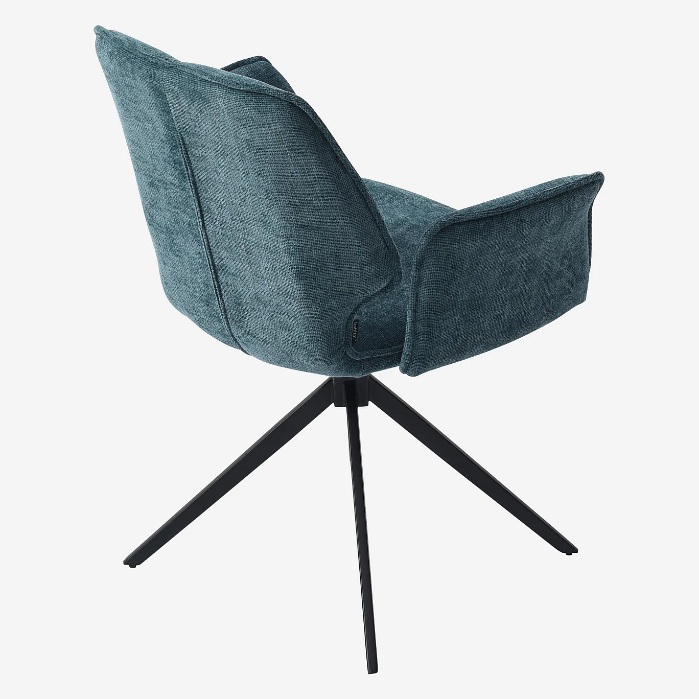 Lot de 2 chaises pivotantes en tissu chenille et métal noir avec accoudoirs - Bleu canard - 8