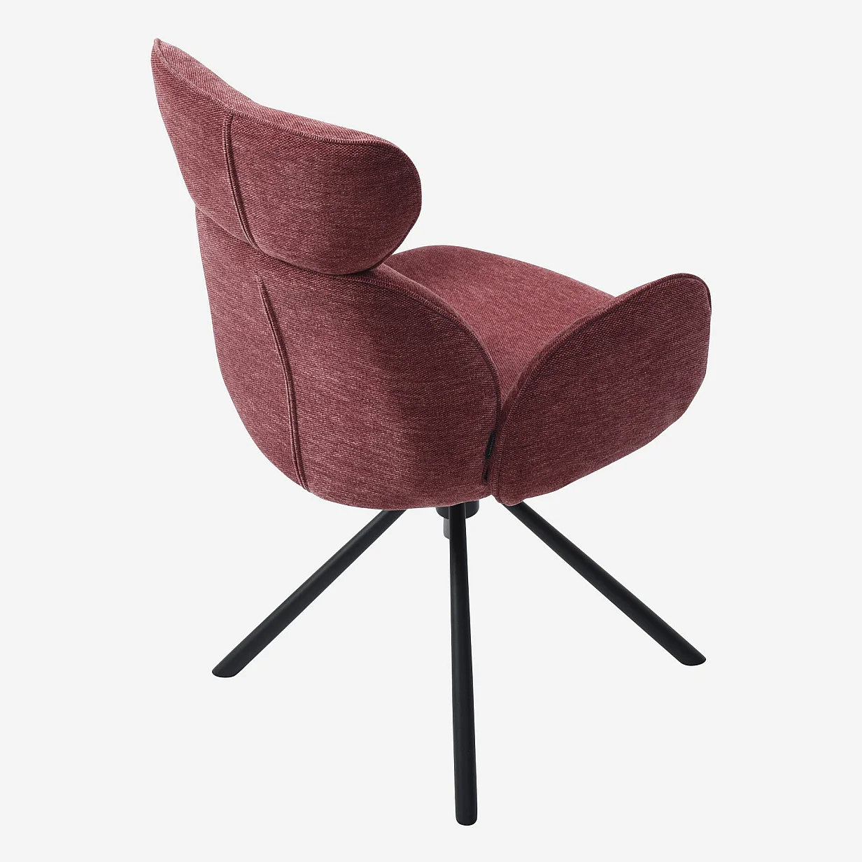 Lot de 2 chaises pivotantes en tissu et métal noir avec accoudoirs - Rouge parme - 9