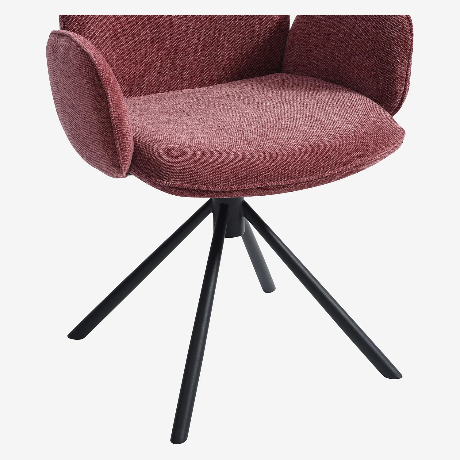 Set di 2 sedie girevoli in tessuto e metallo nero con braccioli - Rosso prugna - 8