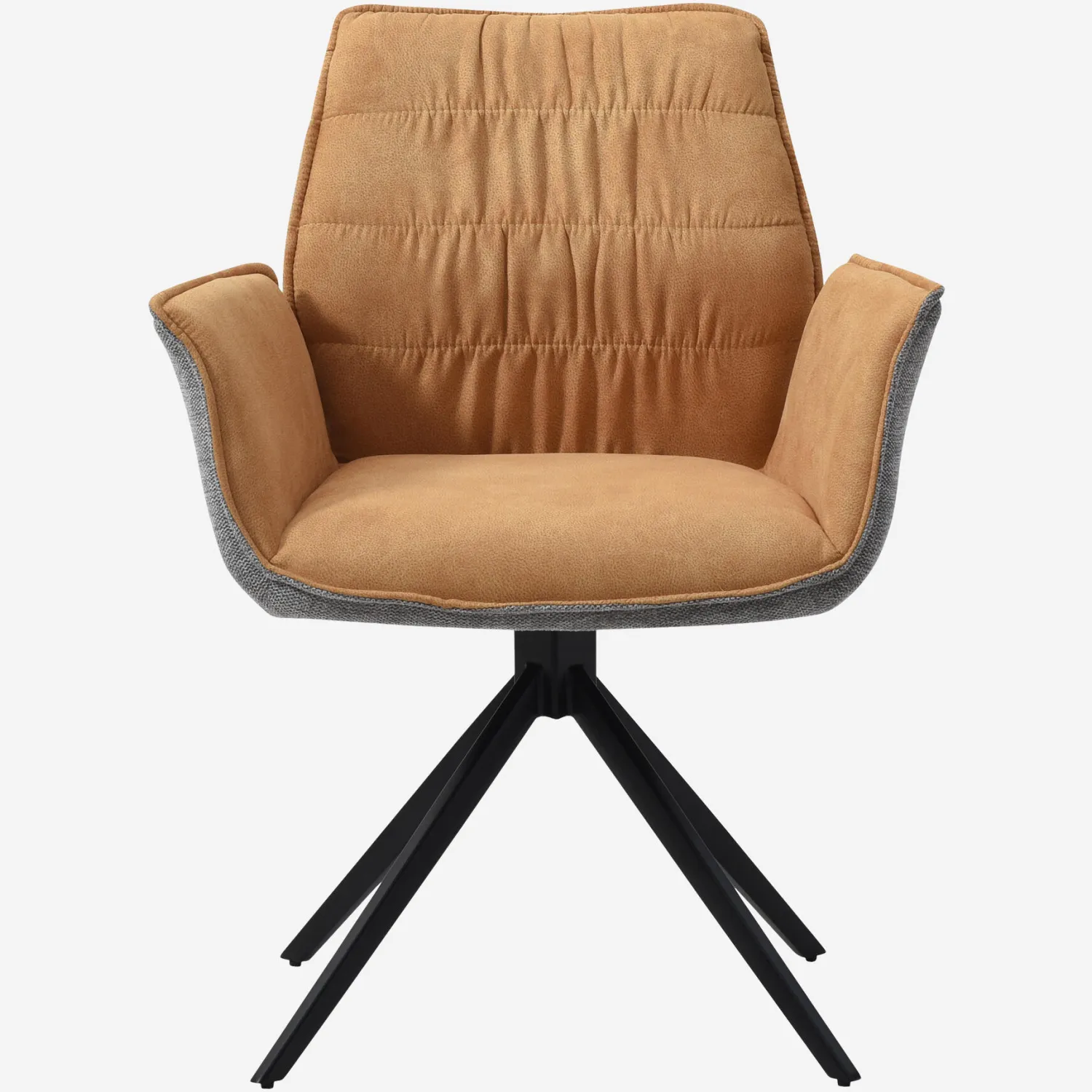 Chaise en tissu et métal noir avec accoudoirs - Ocre et gris