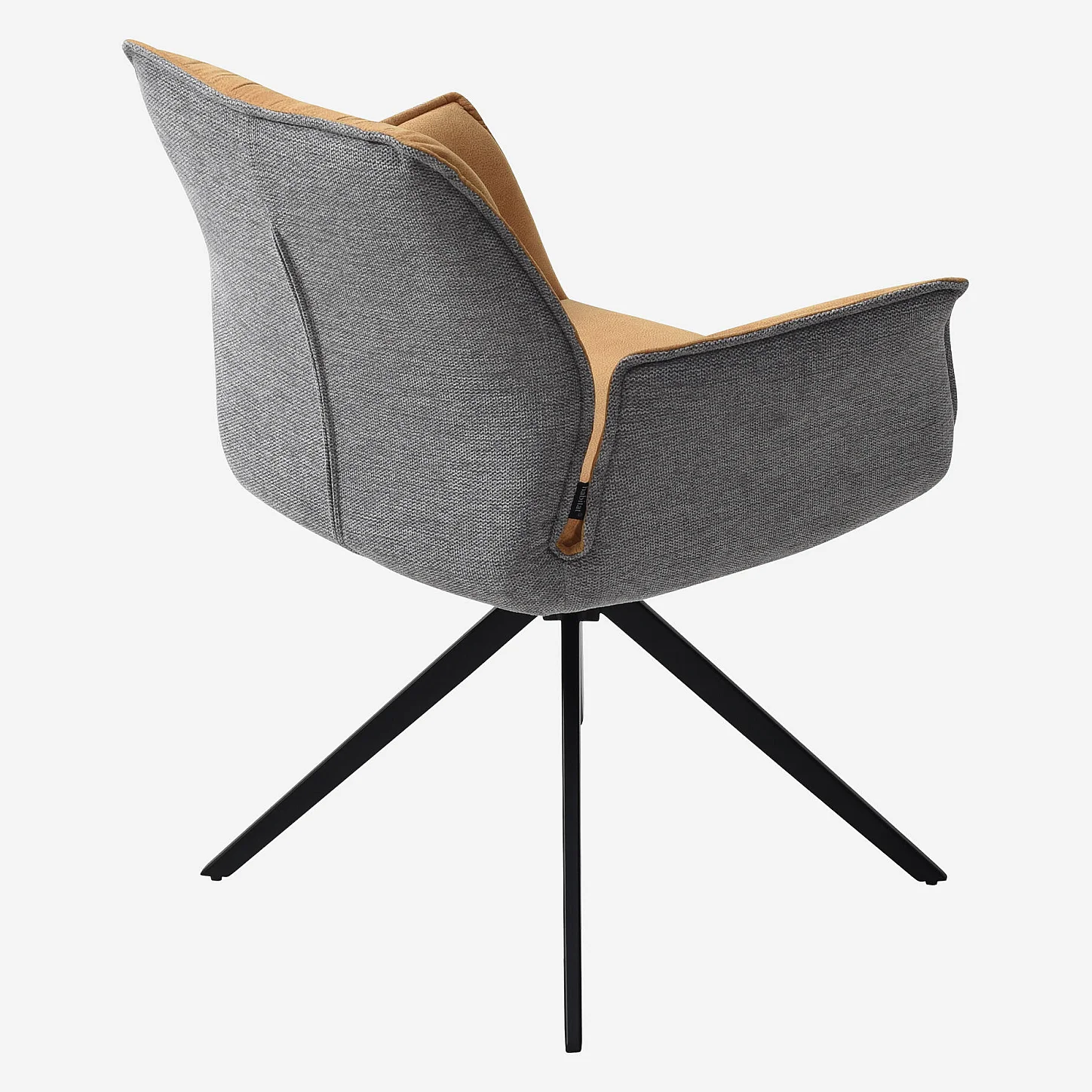 Set van 2 stoelen van stof en zwart metaal met armleuningen - Oker en grijs - 7