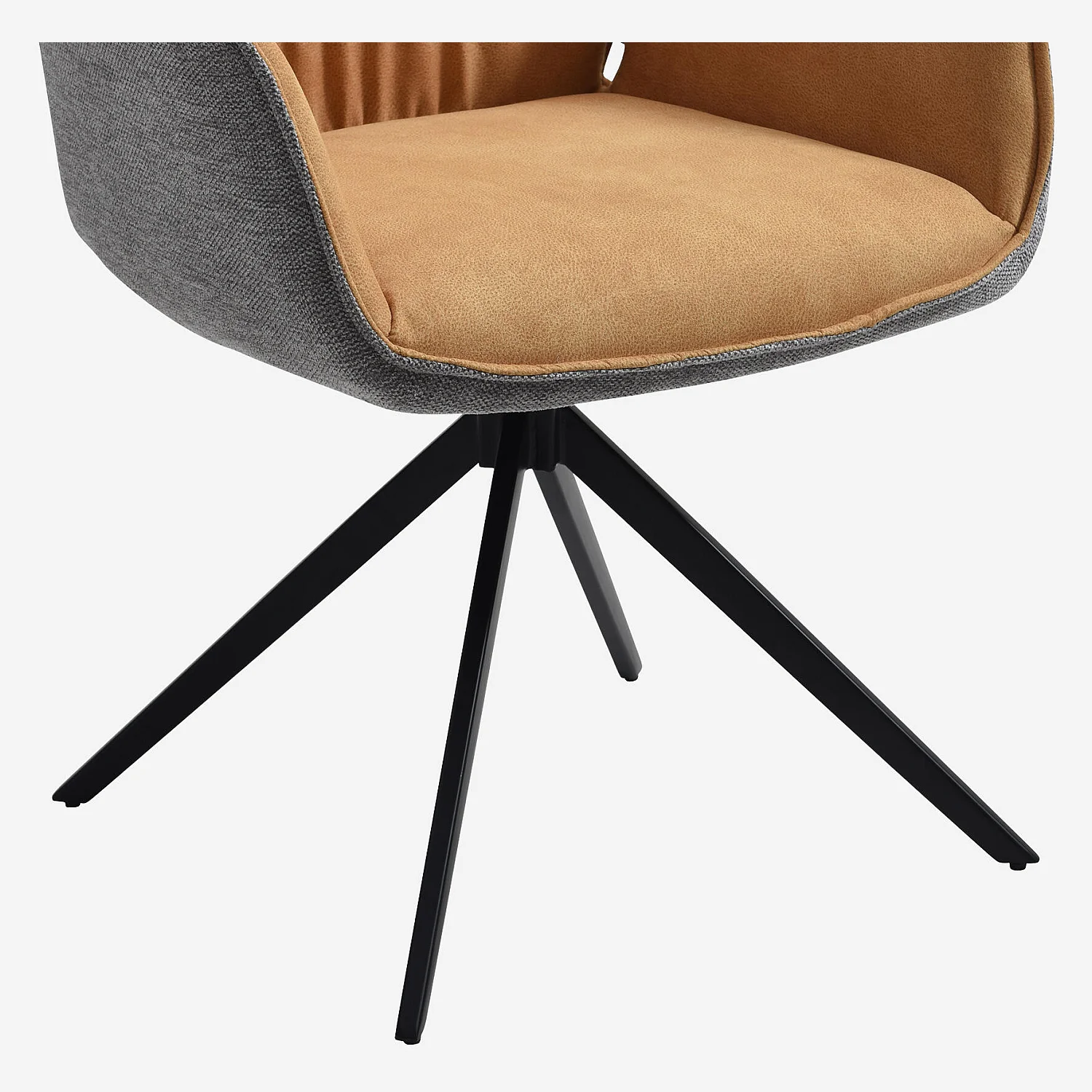 Set van 2 stoelen van stof en zwart metaal met armleuningen - Oker en grijs - 6