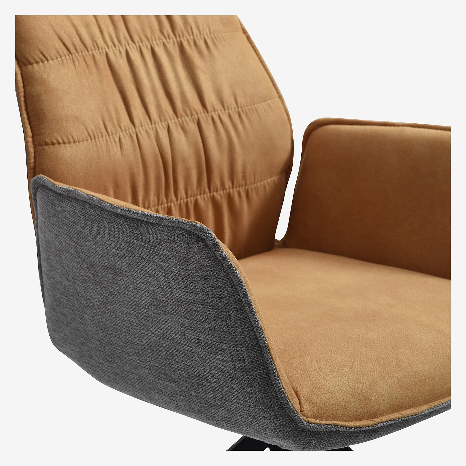 Set van 2 stoelen van stof en zwart metaal met armleuningen - Oker en grijs - 3