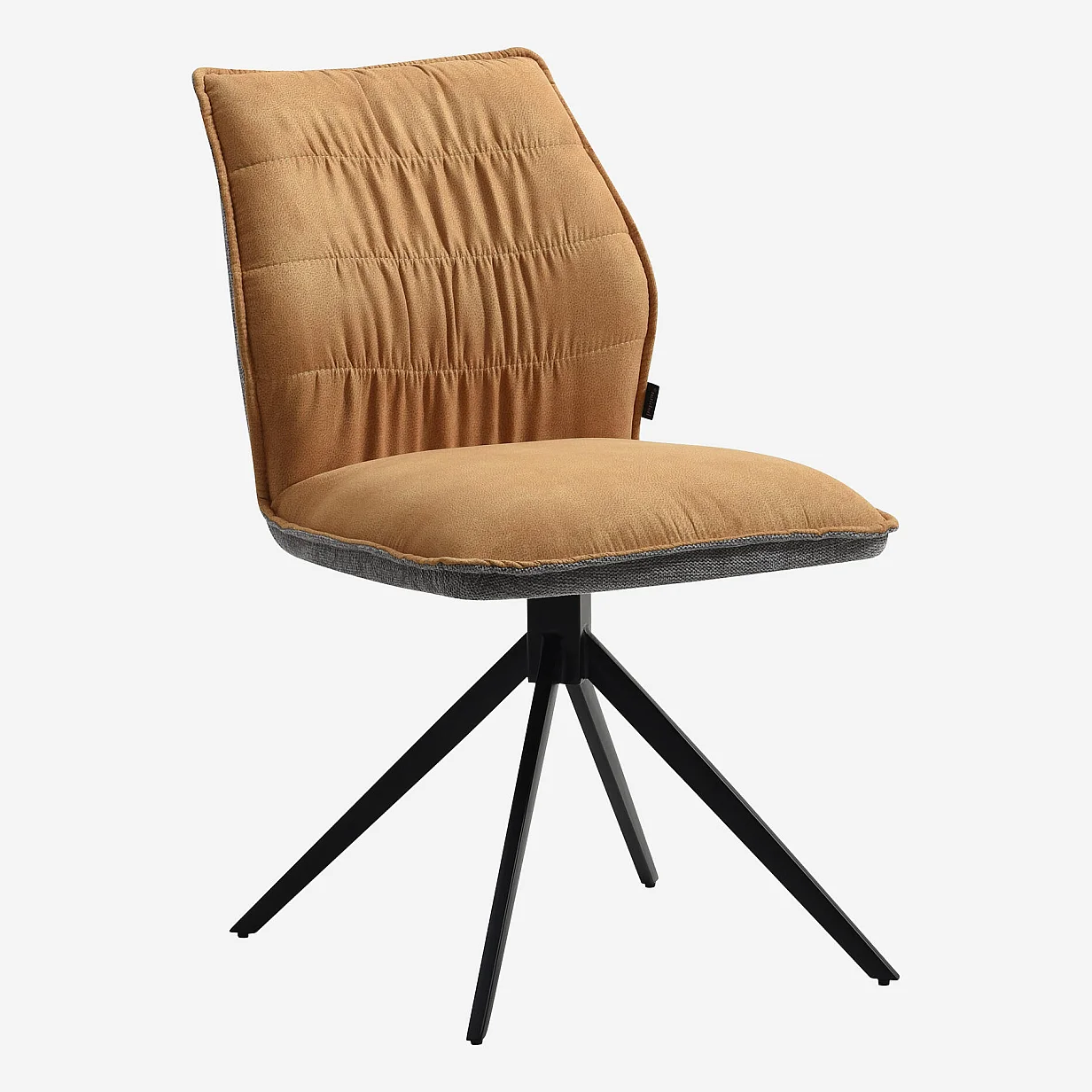 Lot de 2 chaises en tissu et métal noir - Ocre et gris - 2