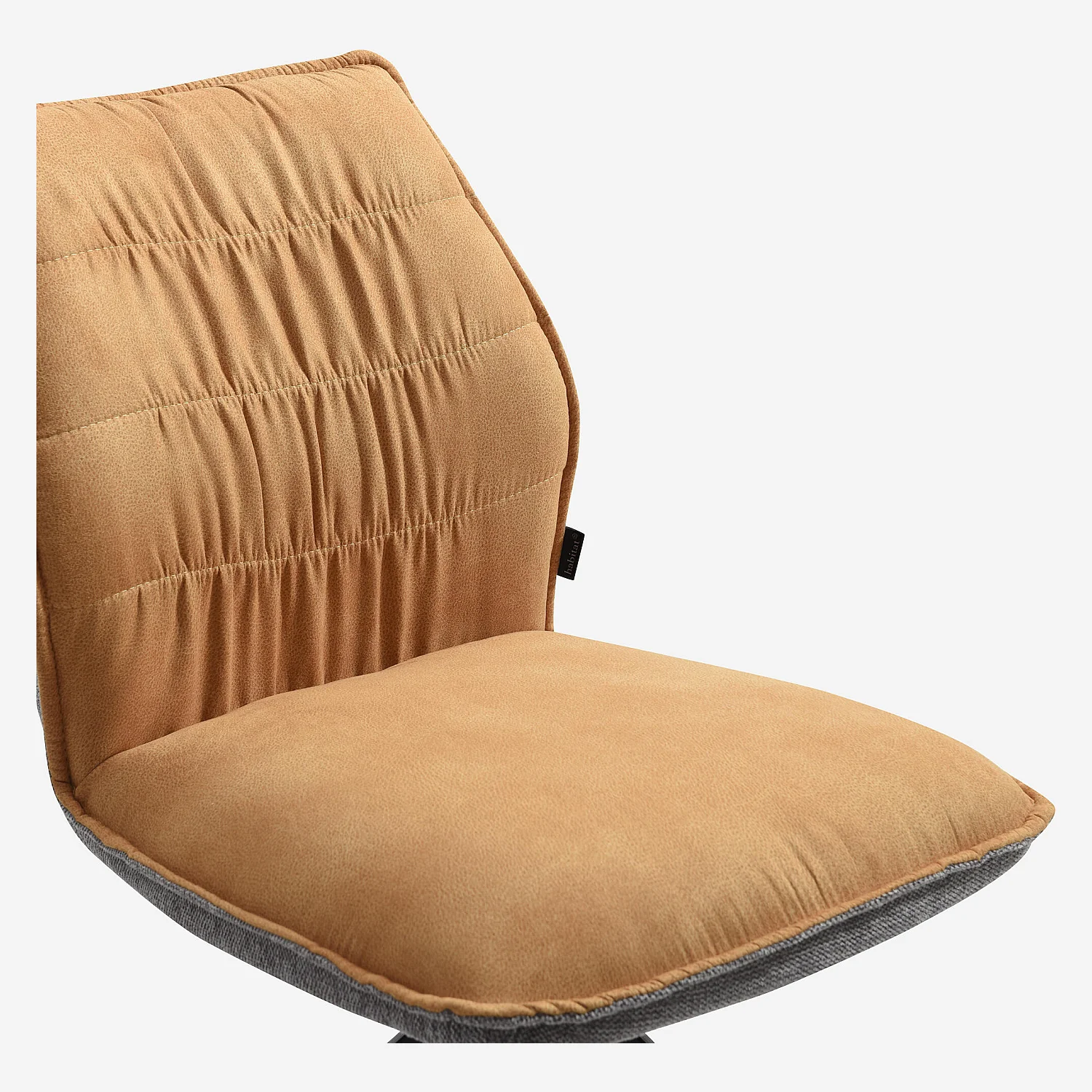 Lot de 2 chaises en tissu et métal noir - Ocre et gris - 3