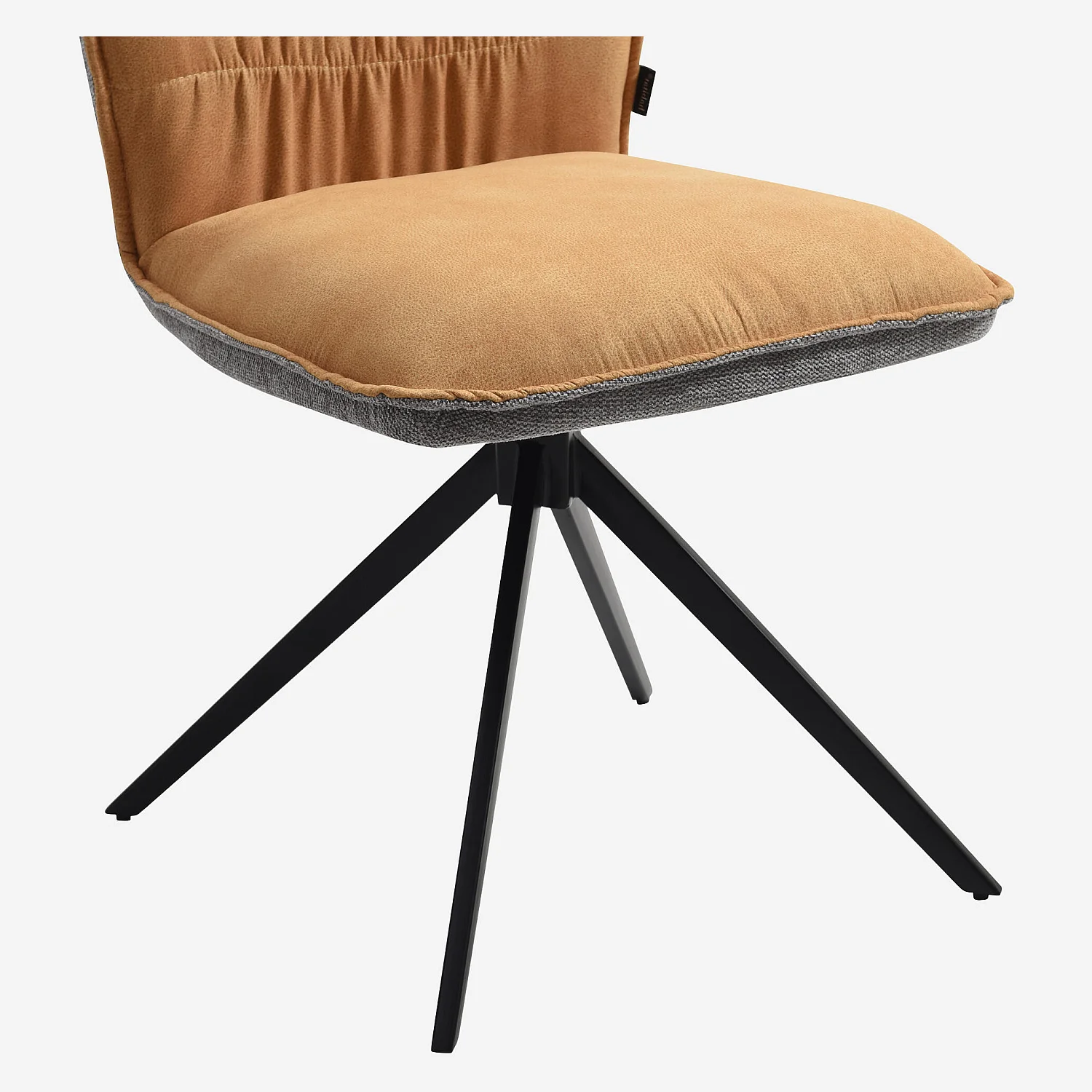 Lot de 2 chaises en tissu et métal noir - Ocre et gris - 6