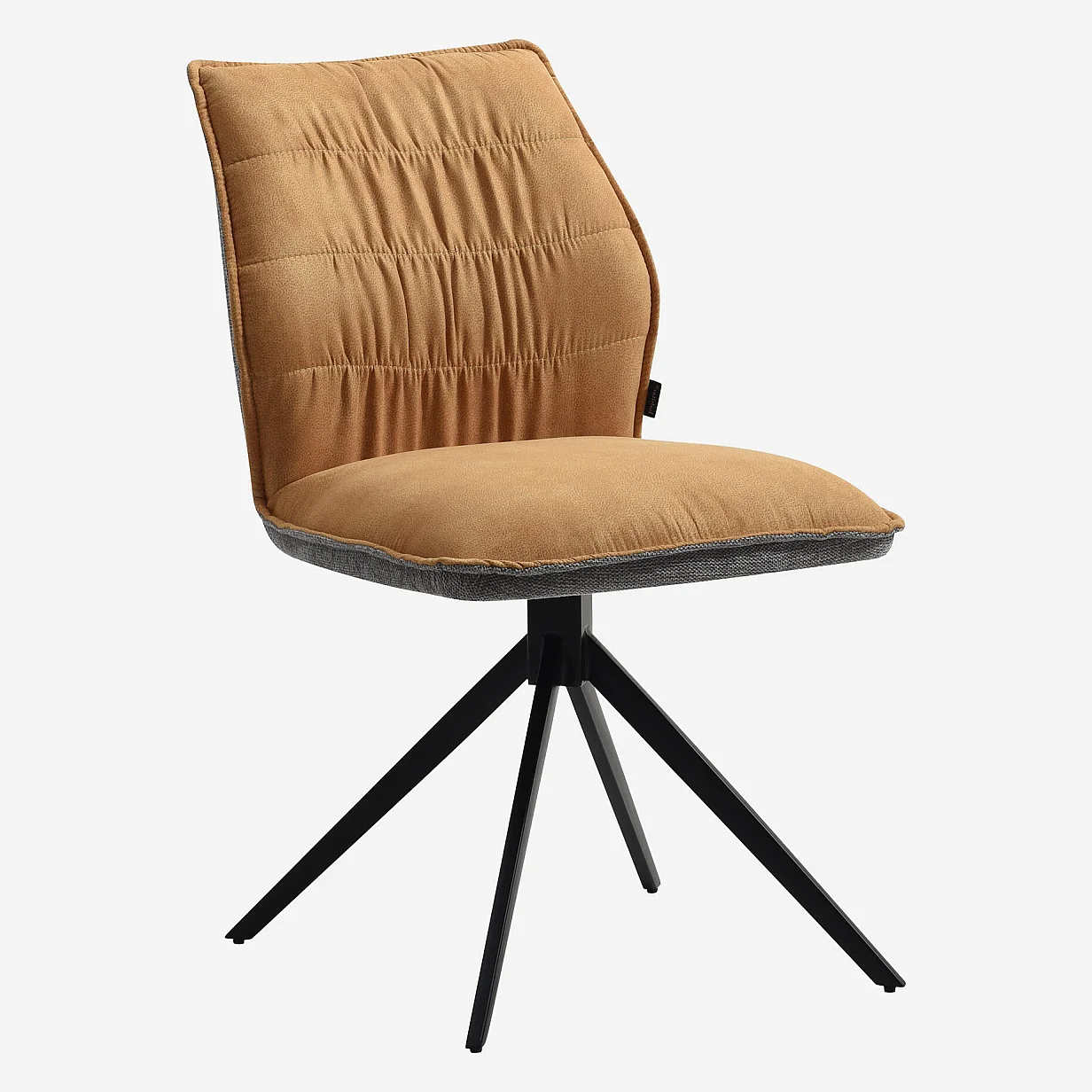 Stuhl 2er-Set - Stoff und schwarzes Metall - Ocker und Grau - 2