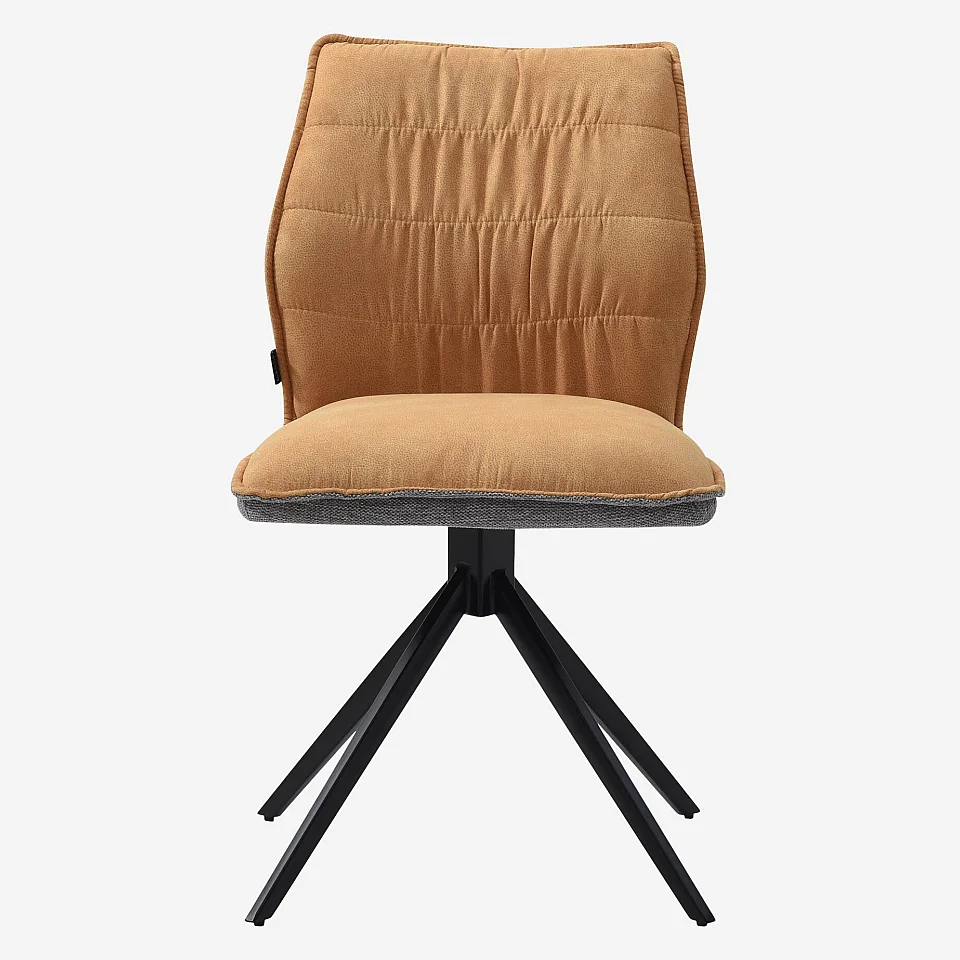 Stuhl 2er-Set - Stoff und schwarzes Metall - Ocker und Grau - 5