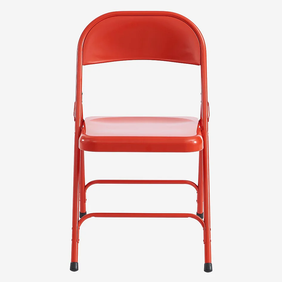 Lot de 4 chaises pliantes en acier laqué - Rouge coquelicot - 3