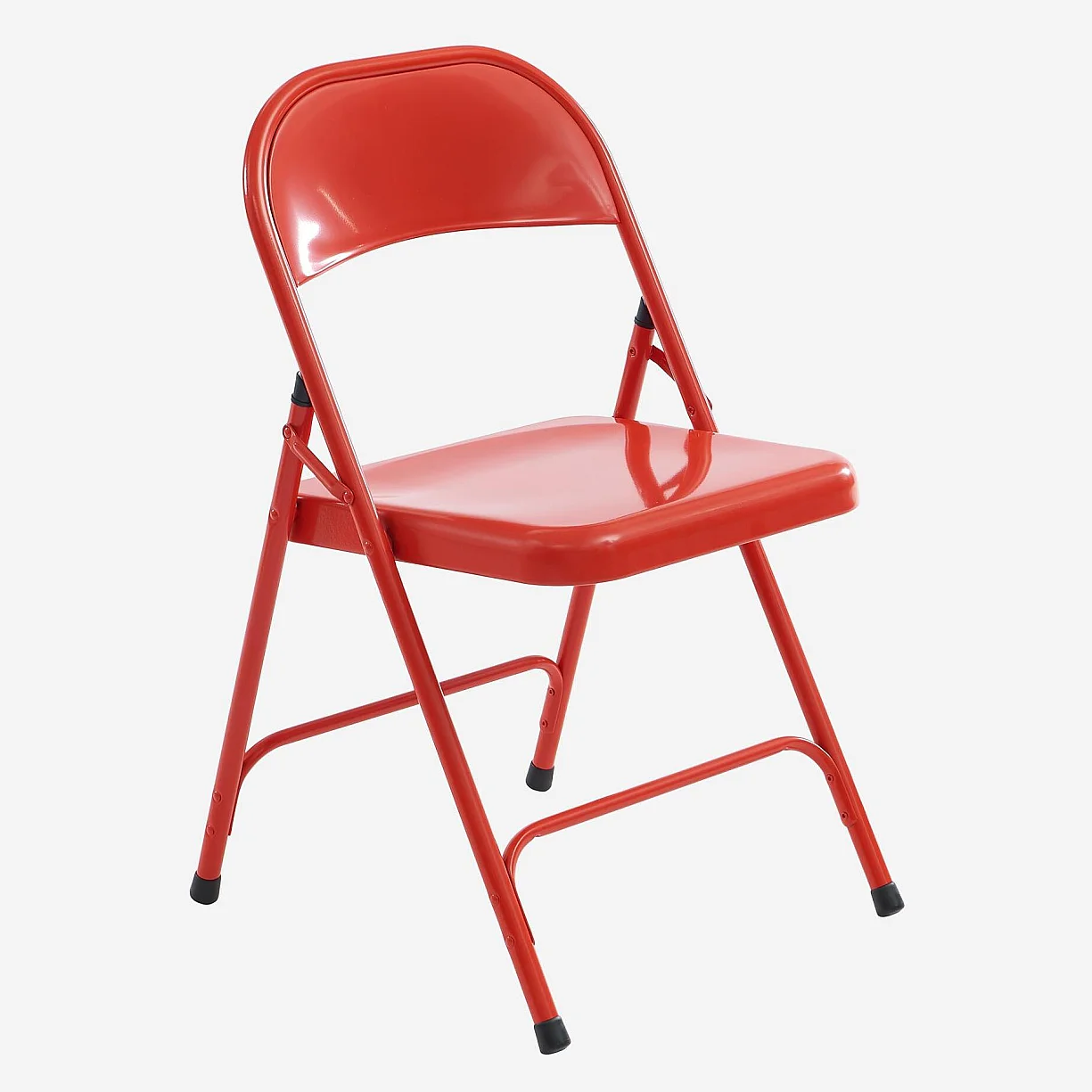 Lot de 4 chaises pliantes en acier laqué - Rouge coquelicot - 2