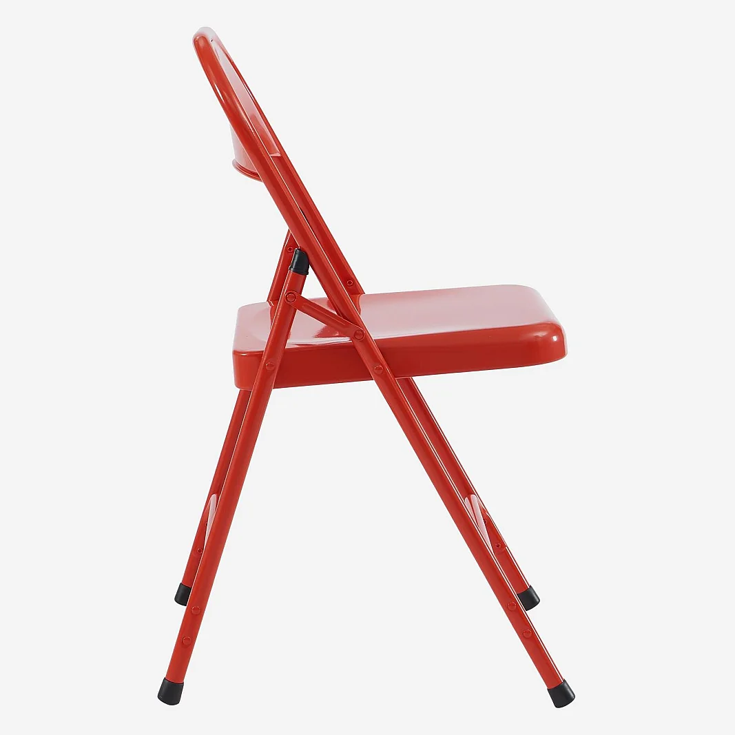 Lot de 4 chaises pliantes en acier laqué - Rouge coquelicot - 5