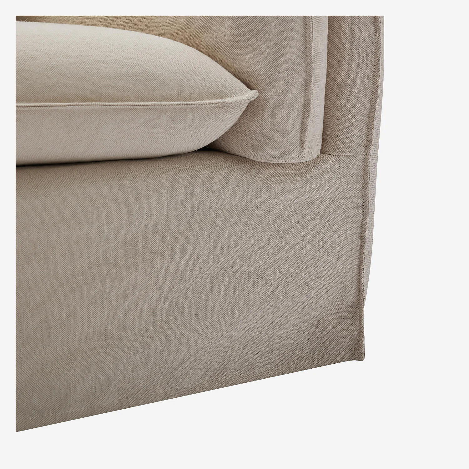 Canapé 3 places déhoussable en coton et lin - Sable blanc - 7