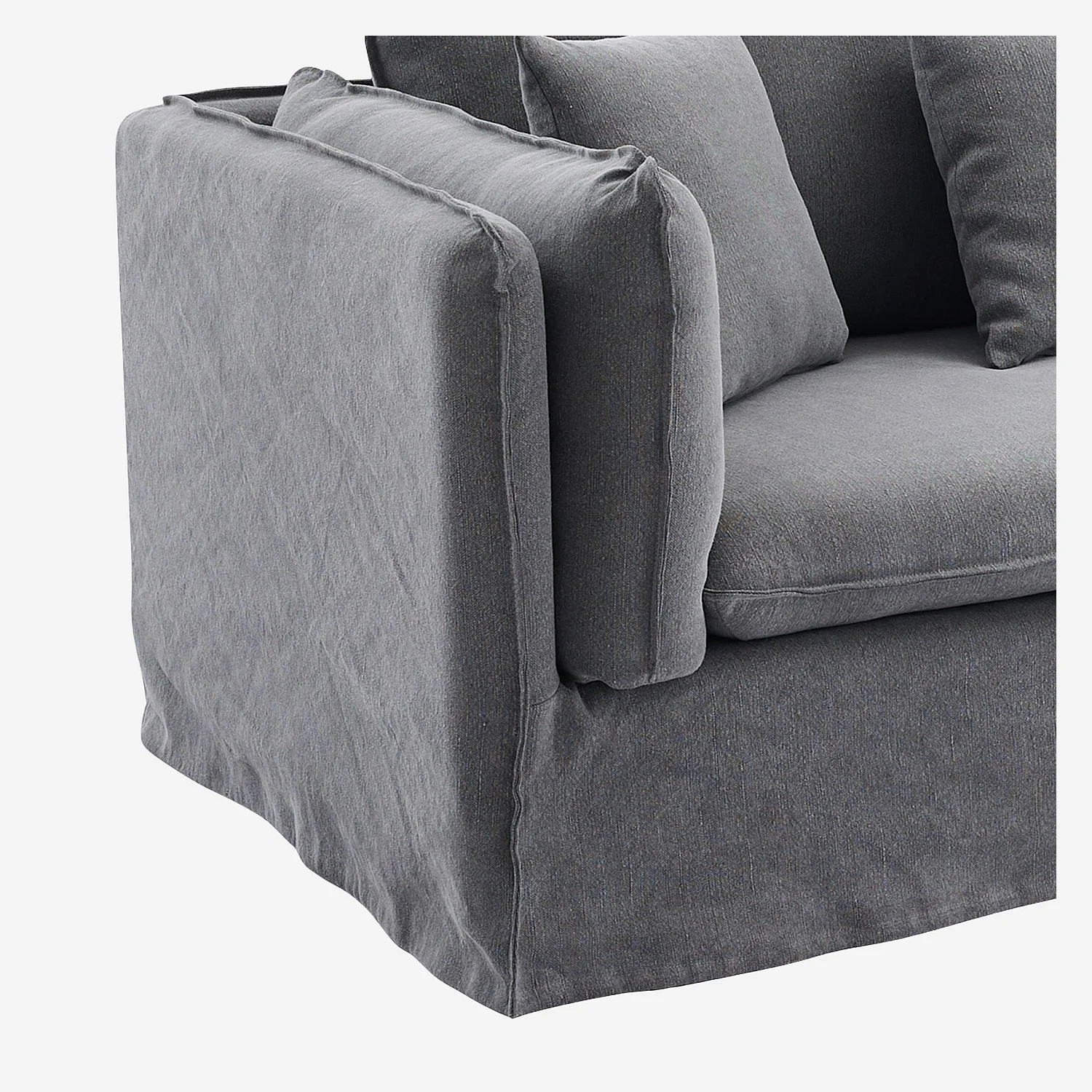 Canapé 3 places déhoussable en coton et lin - Gris ardoise - 3